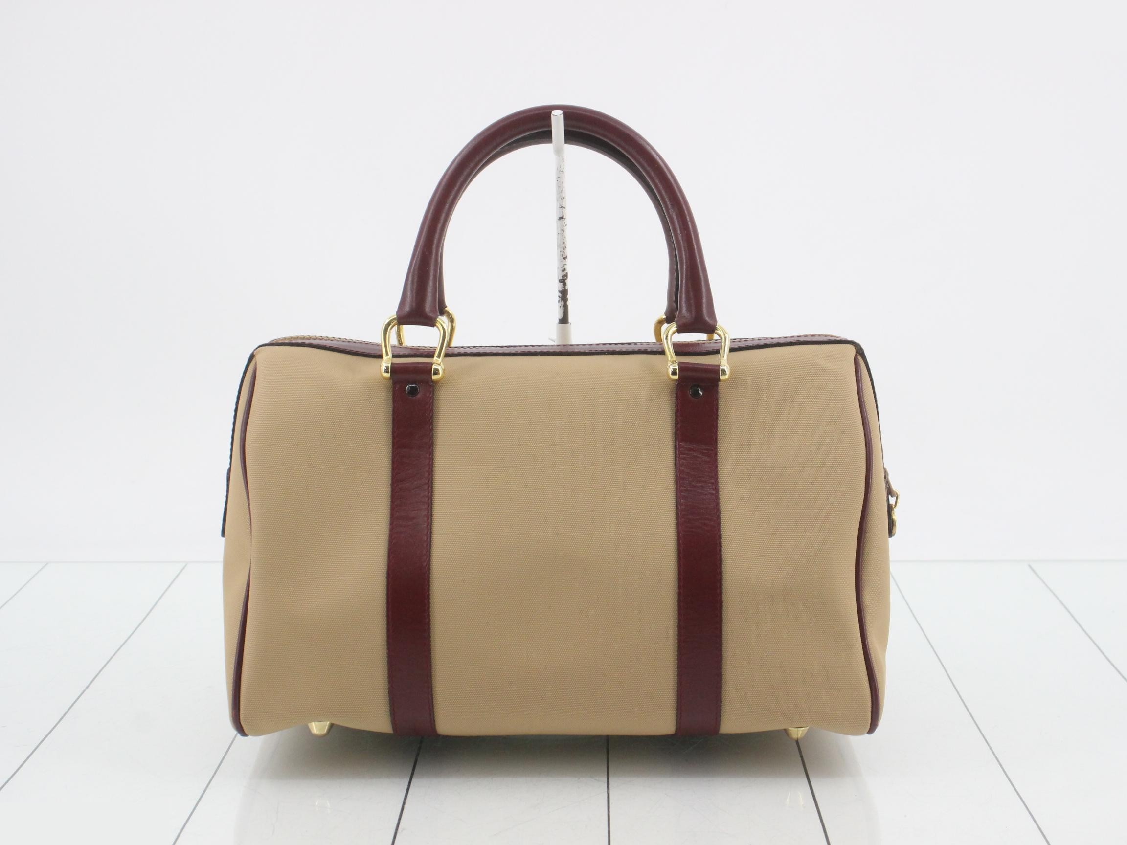 Leather and canvas combination handbag — view 2