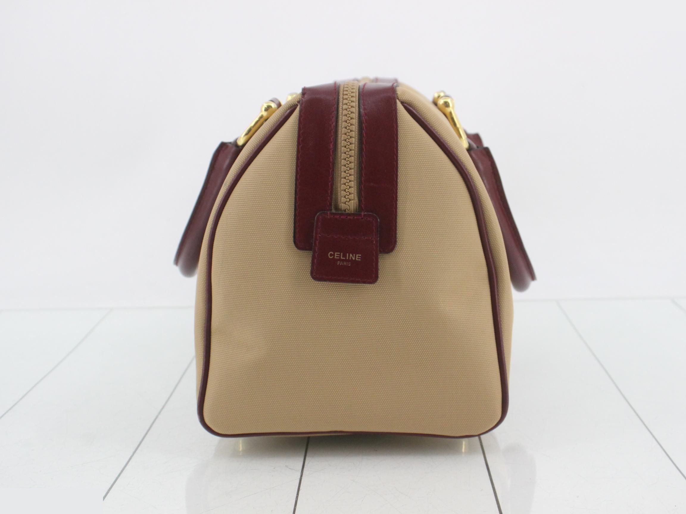Leather and canvas combination handbag — view 3