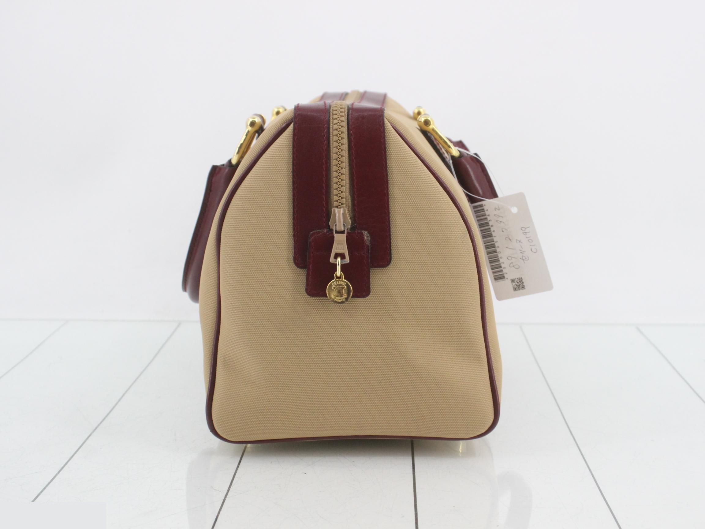Leather and canvas combination handbag — view 4