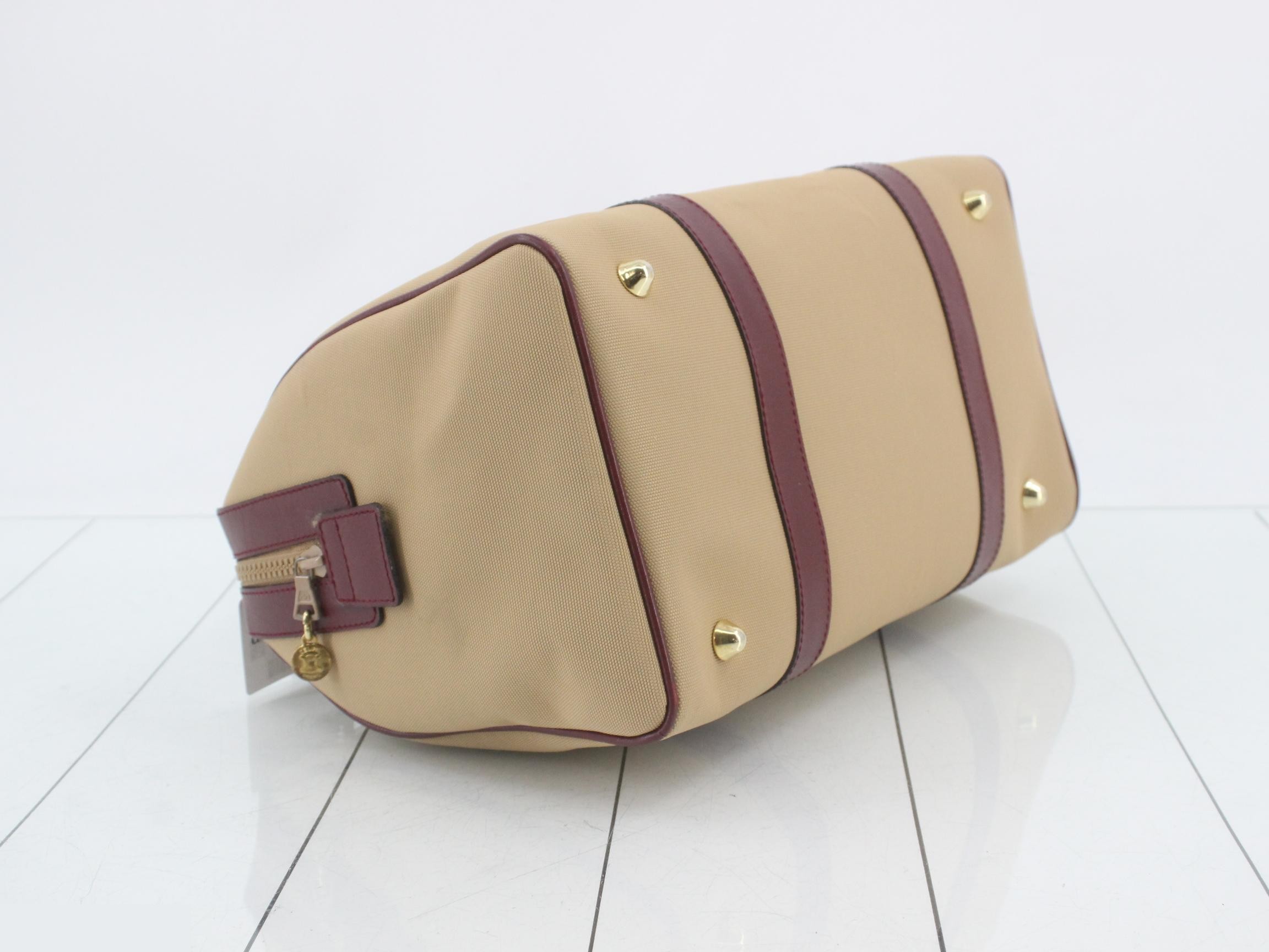 Leather and canvas combination handbag — view 5