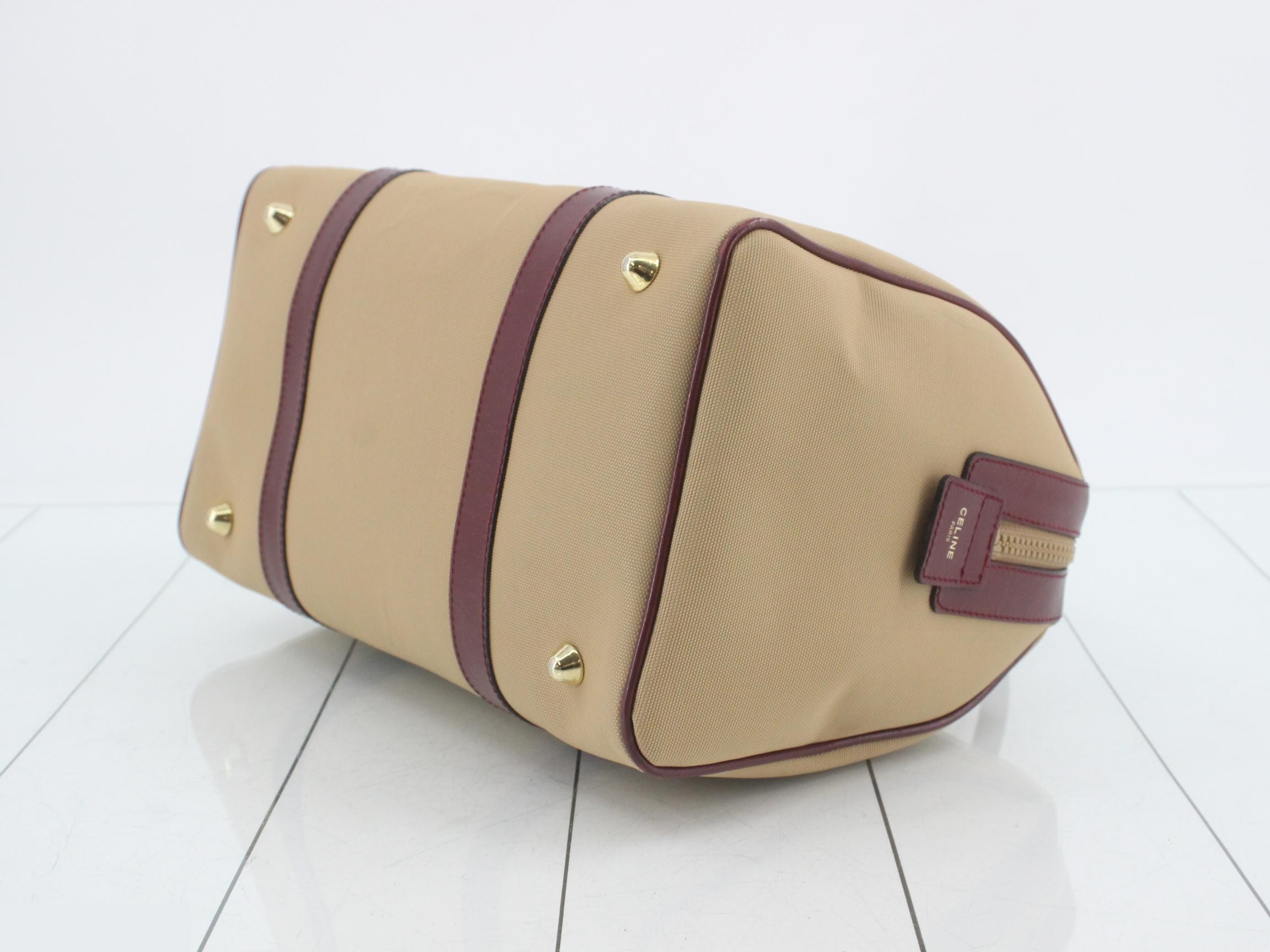 Leather and canvas combination handbag — view 6