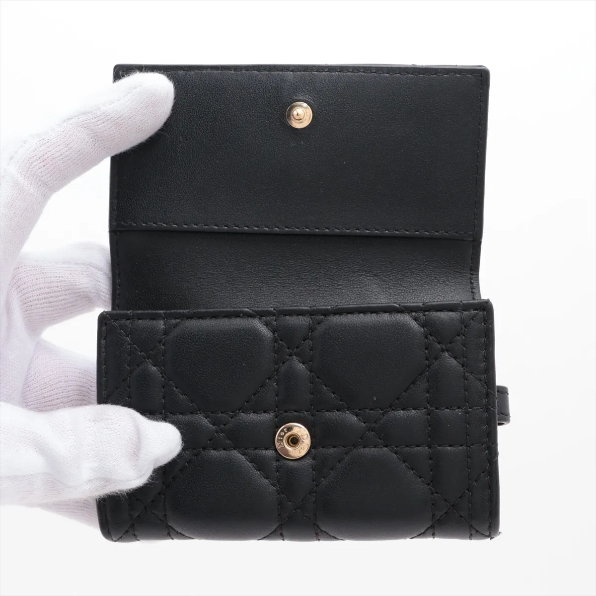 My Dior Aster Key Case Cannage Leather Key Case Black — view 3