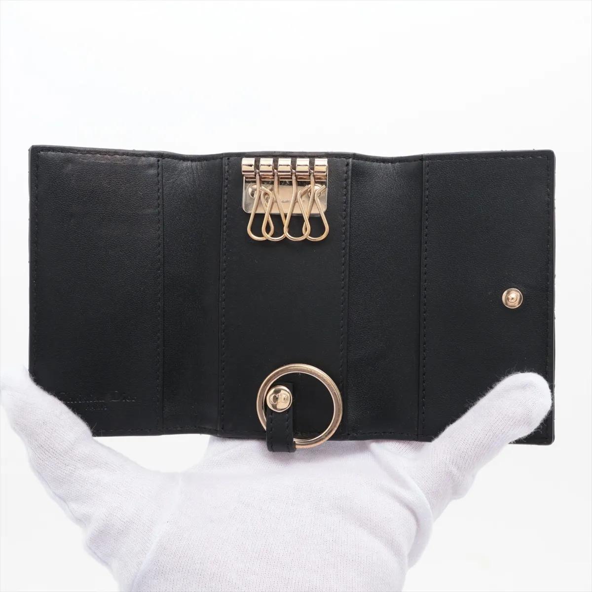 My Dior Aster Key Case Cannage Leather Key Case Black — view 4