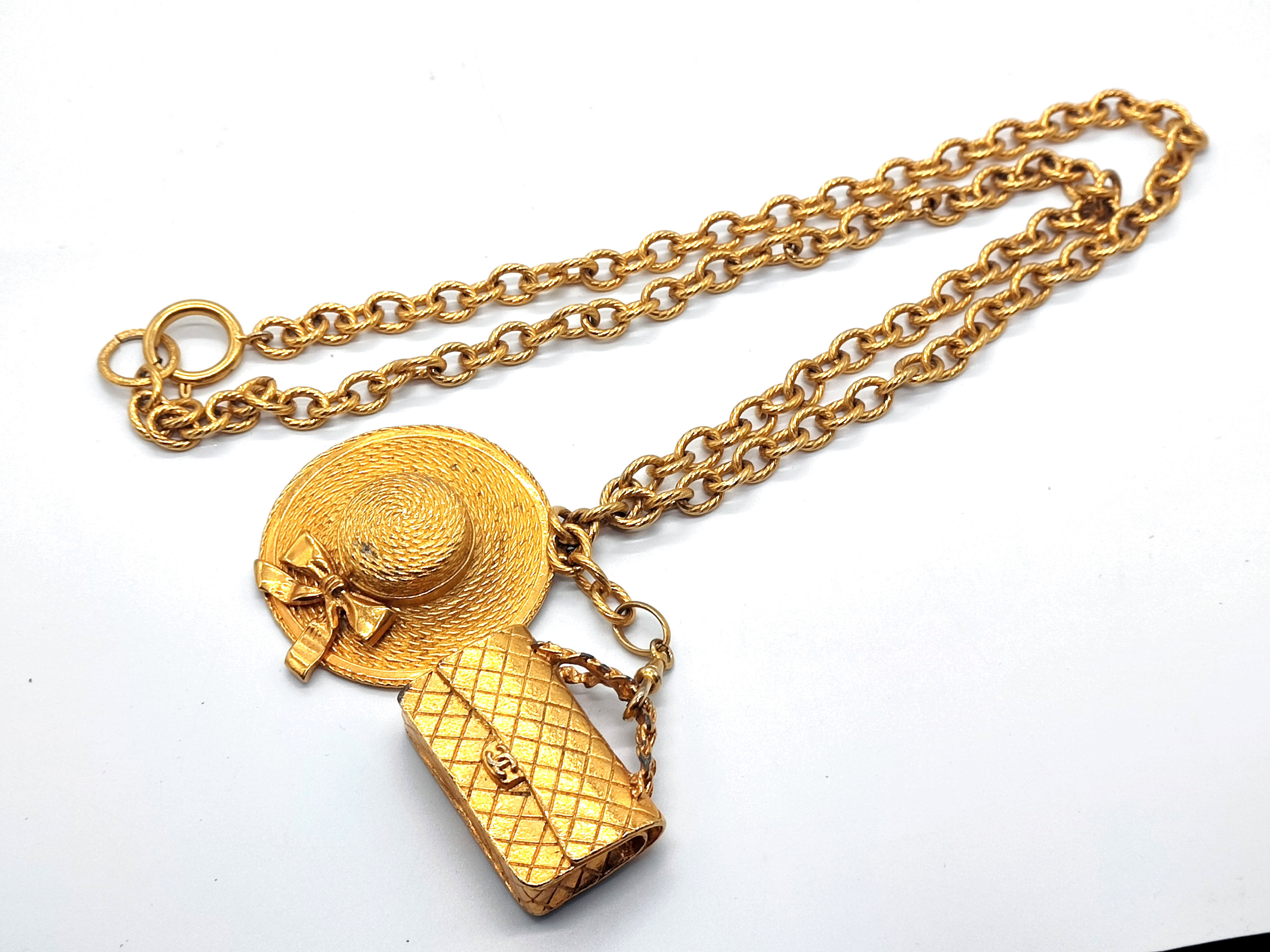 Coco Mark Matelassé Bag, Straw Hat, Double Top Necklace, Necklace — view 4