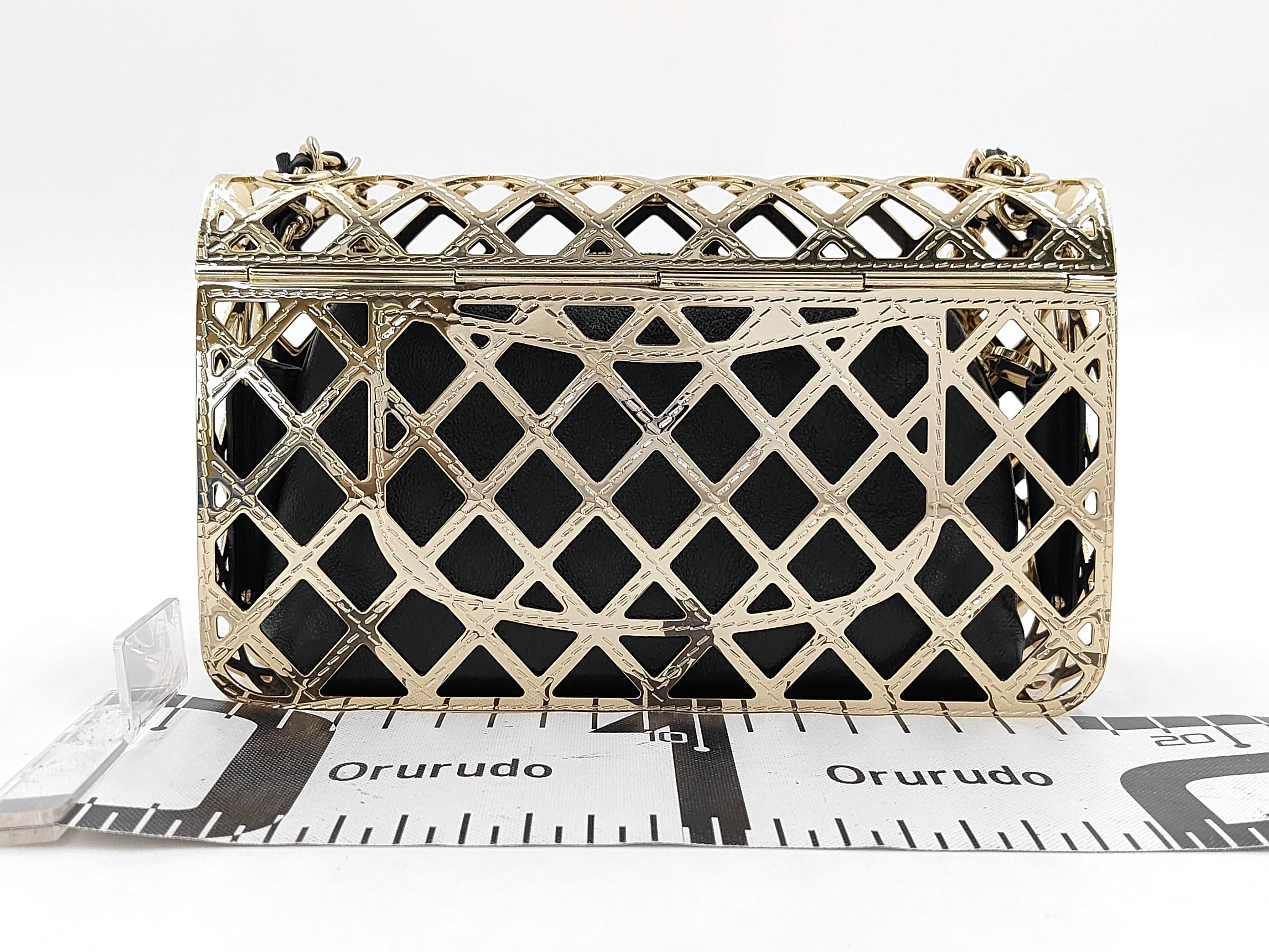 Gold Metal Cage Mini Flap Bag Chain Shoulder Bag — view 2