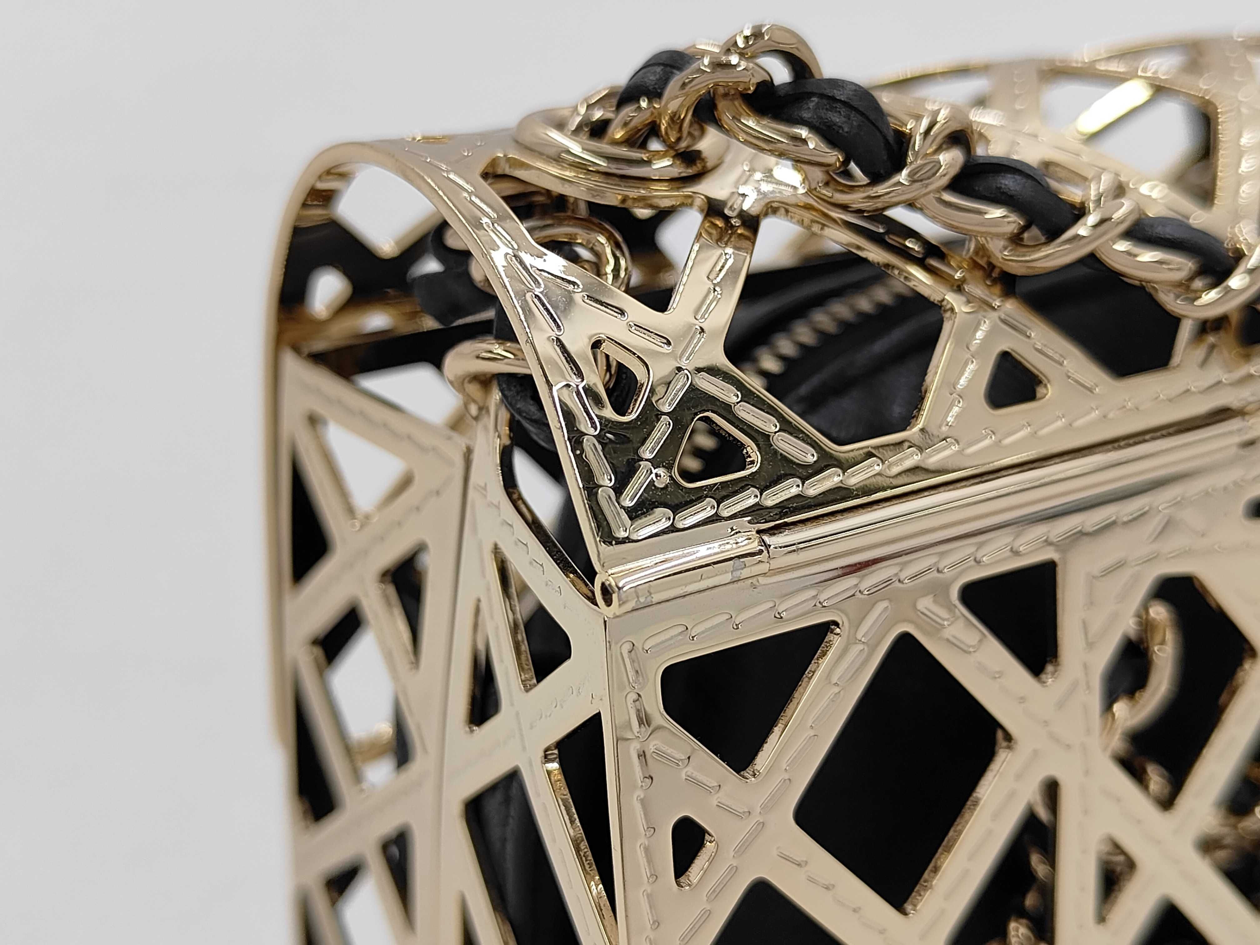 Gold Metal Cage Mini Flap Bag Chain Shoulder Bag — view 12