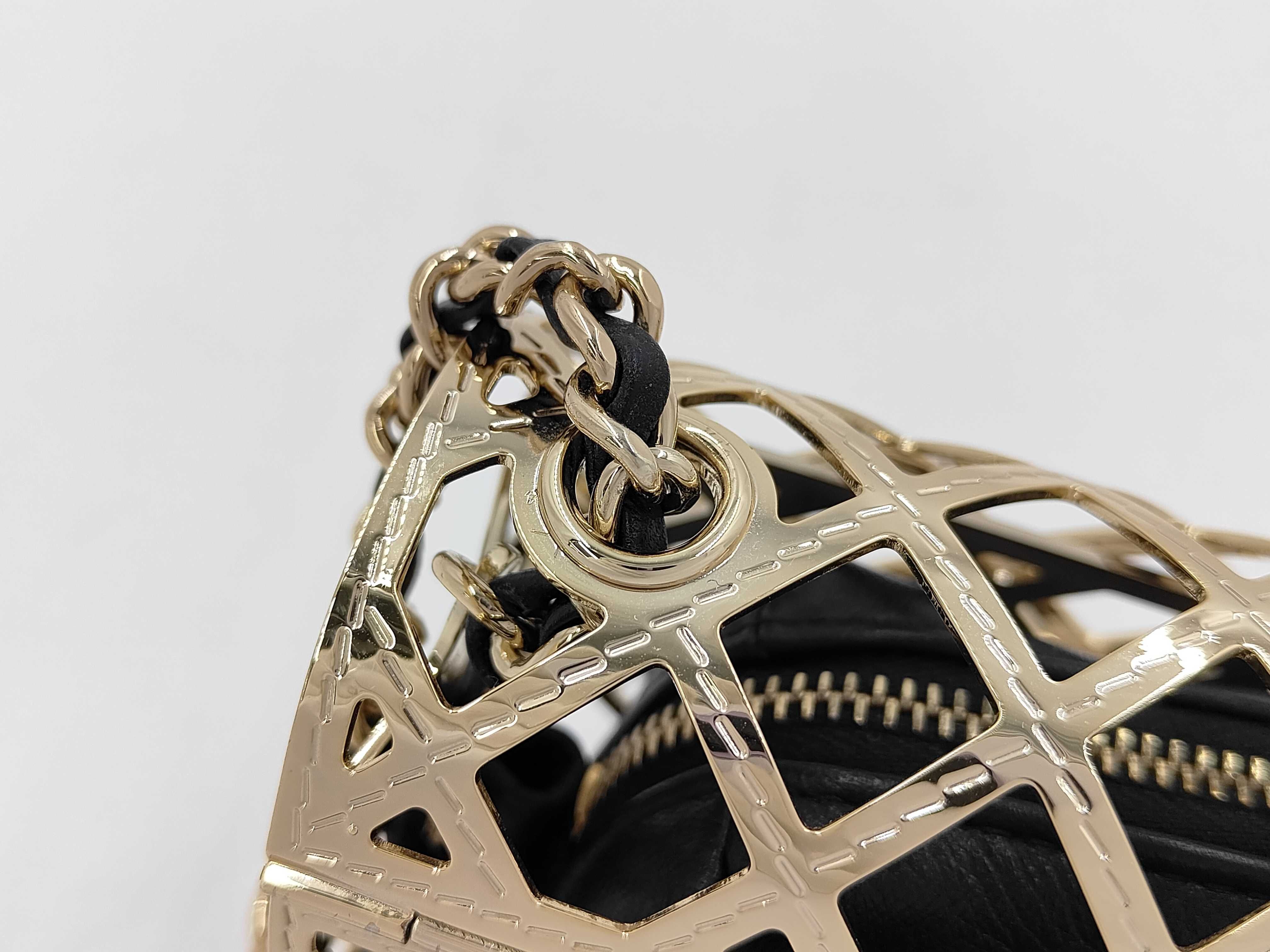Gold Metal Cage Mini Flap Bag Chain Shoulder Bag — view 5