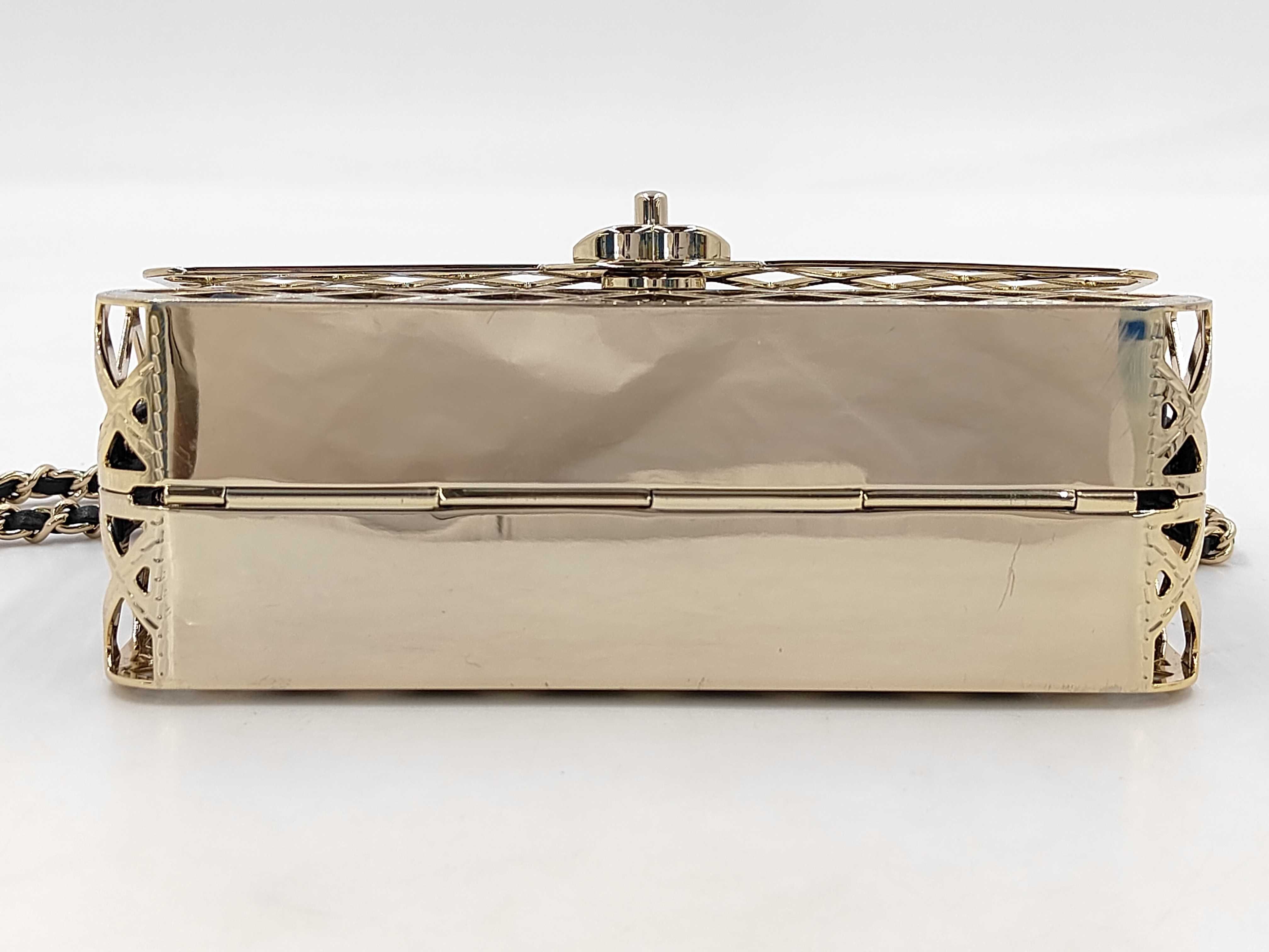 Gold Metal Cage Mini Flap Bag Chain Shoulder Bag — view 7