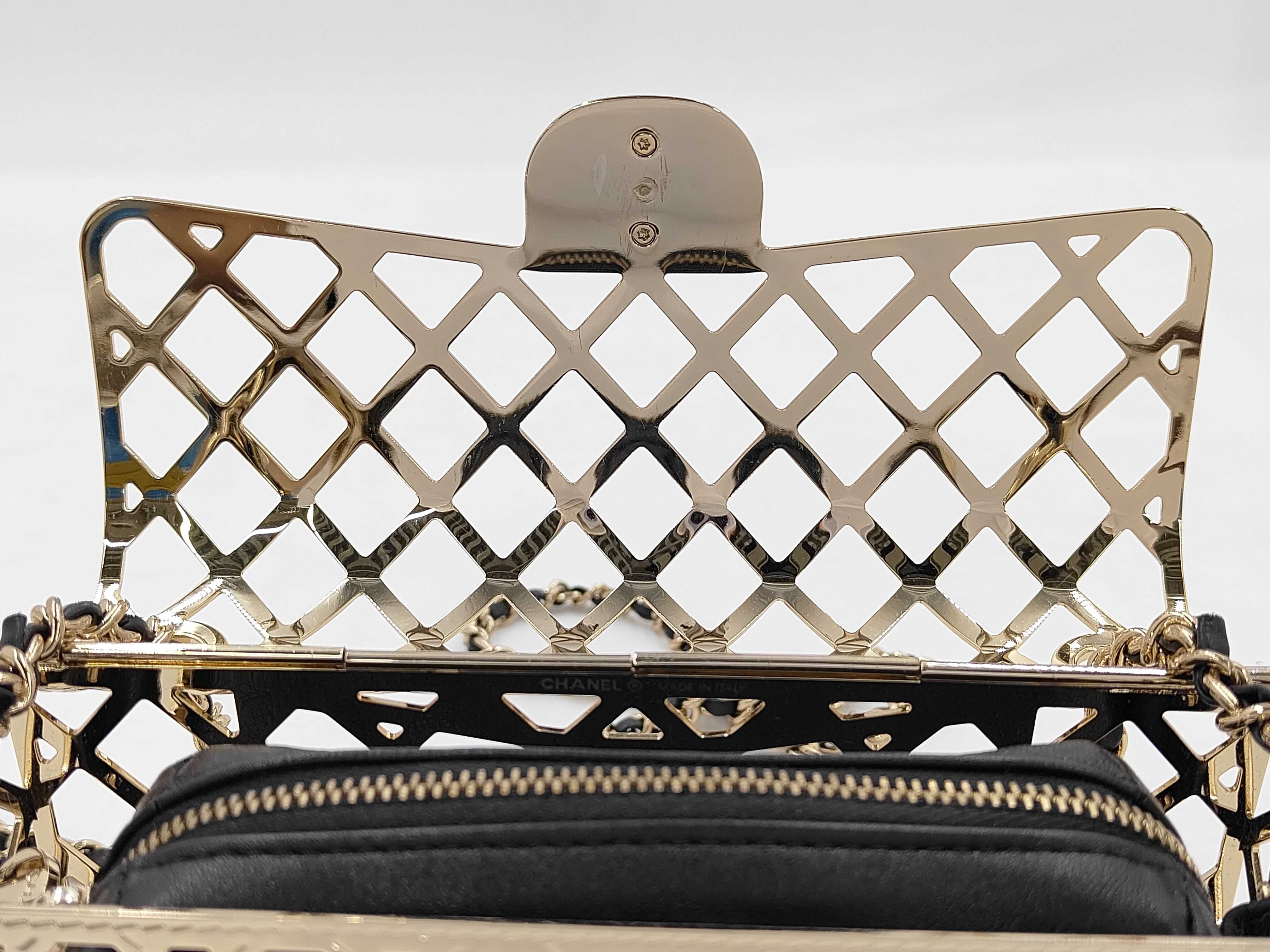 Gold Metal Cage Mini Flap Bag Chain Shoulder Bag — view 8