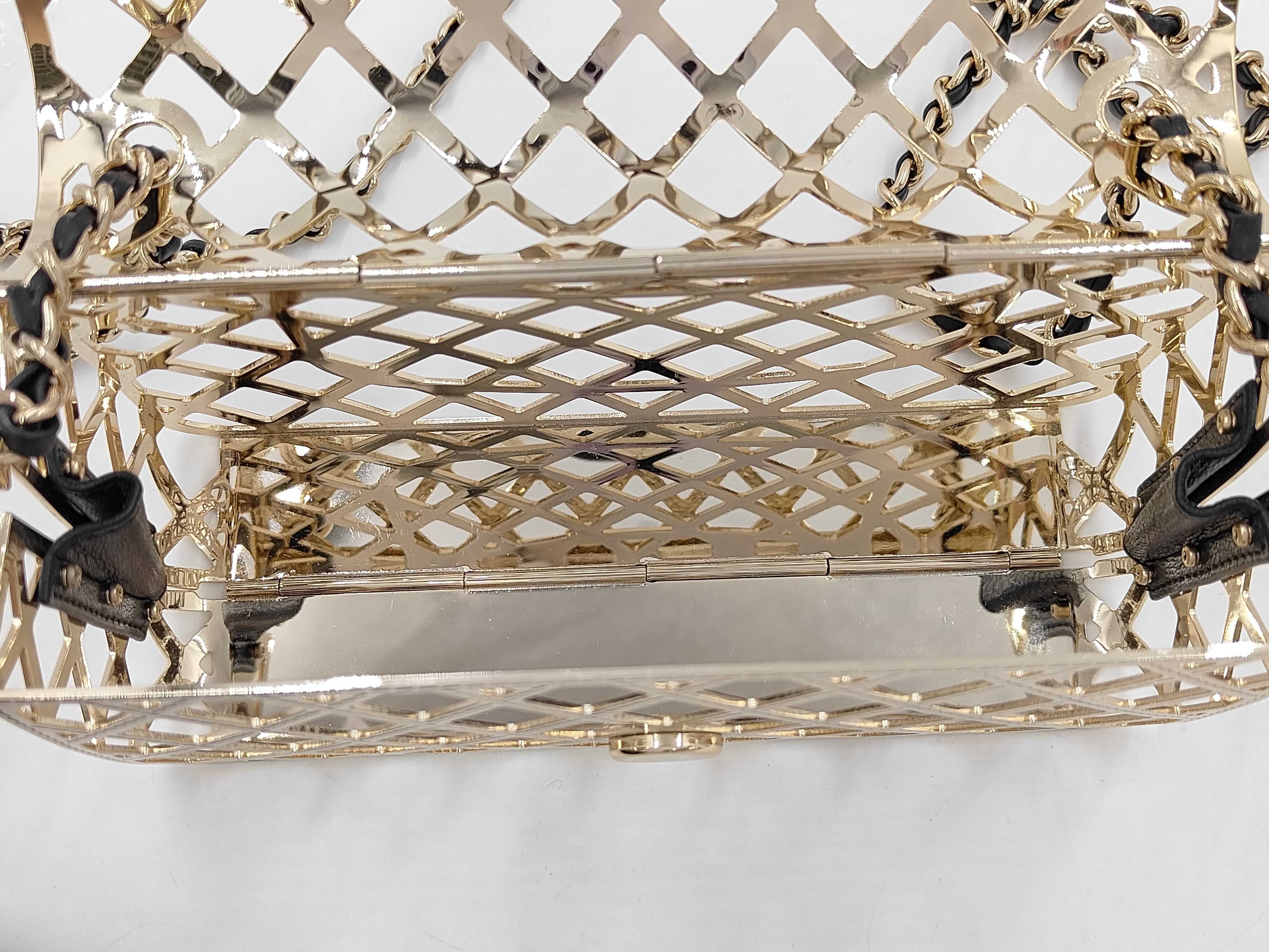 Gold Metal Cage Mini Flap Bag Chain Shoulder Bag — view 9