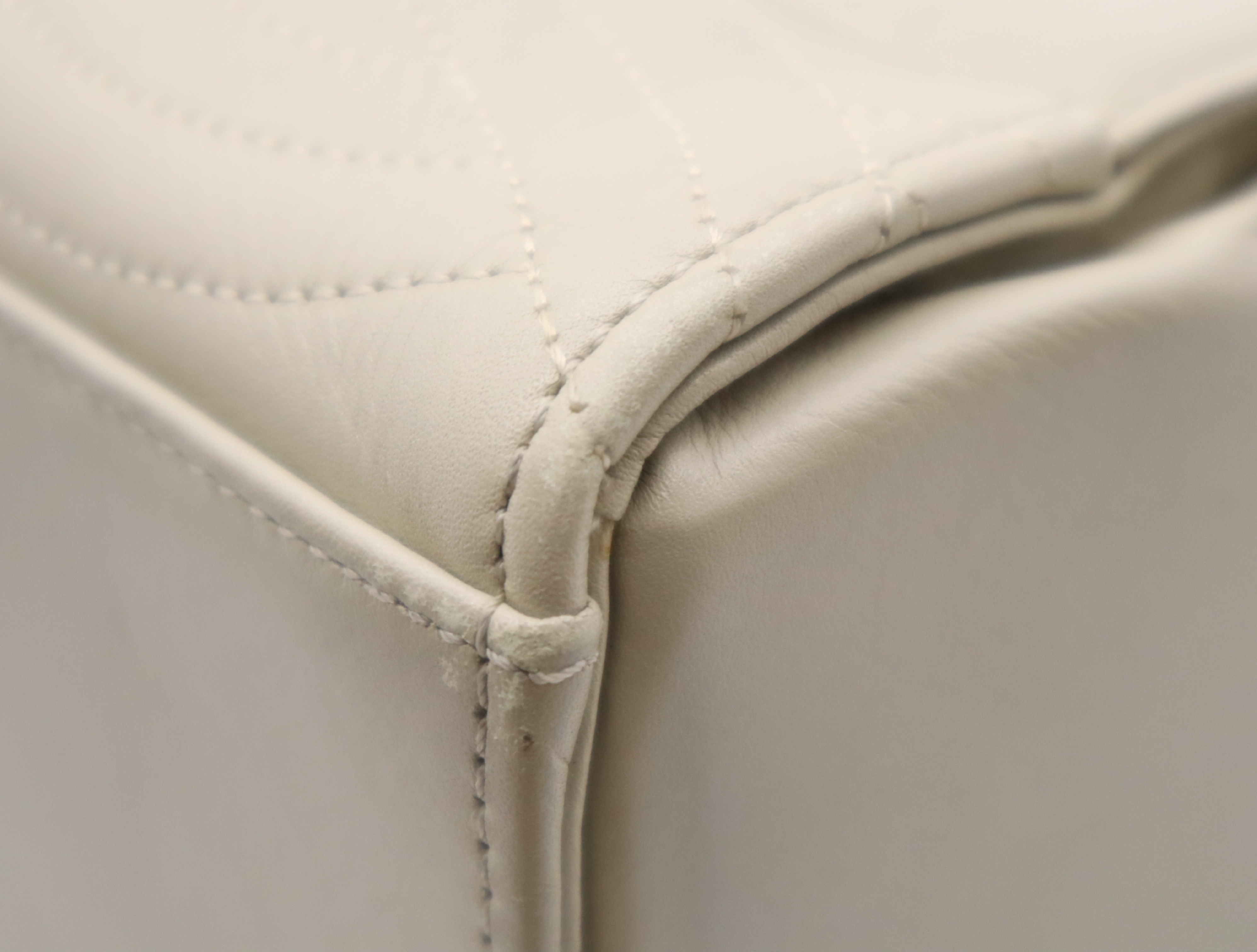 Leather Handbag, Light Beige, Gold Hardware — view 7