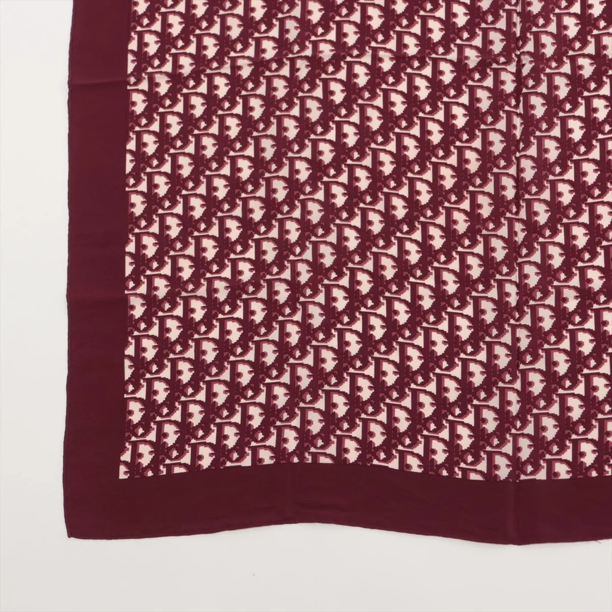 Oblique Scarf, Silk, Bordeaux. Shows wear, — view 5