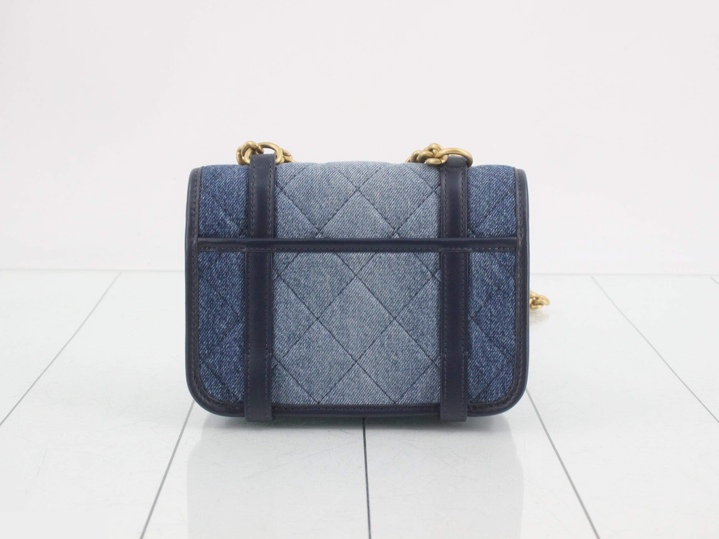 denim messenger chain shoulder bag — view 2