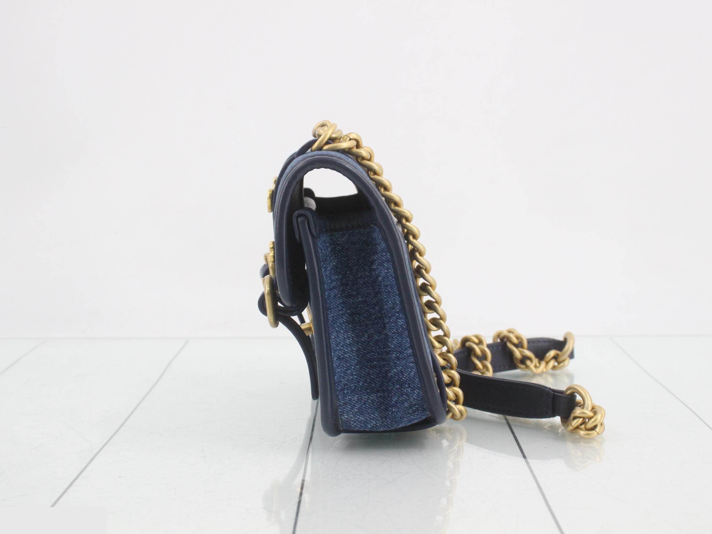 denim messenger chain shoulder bag — view 3