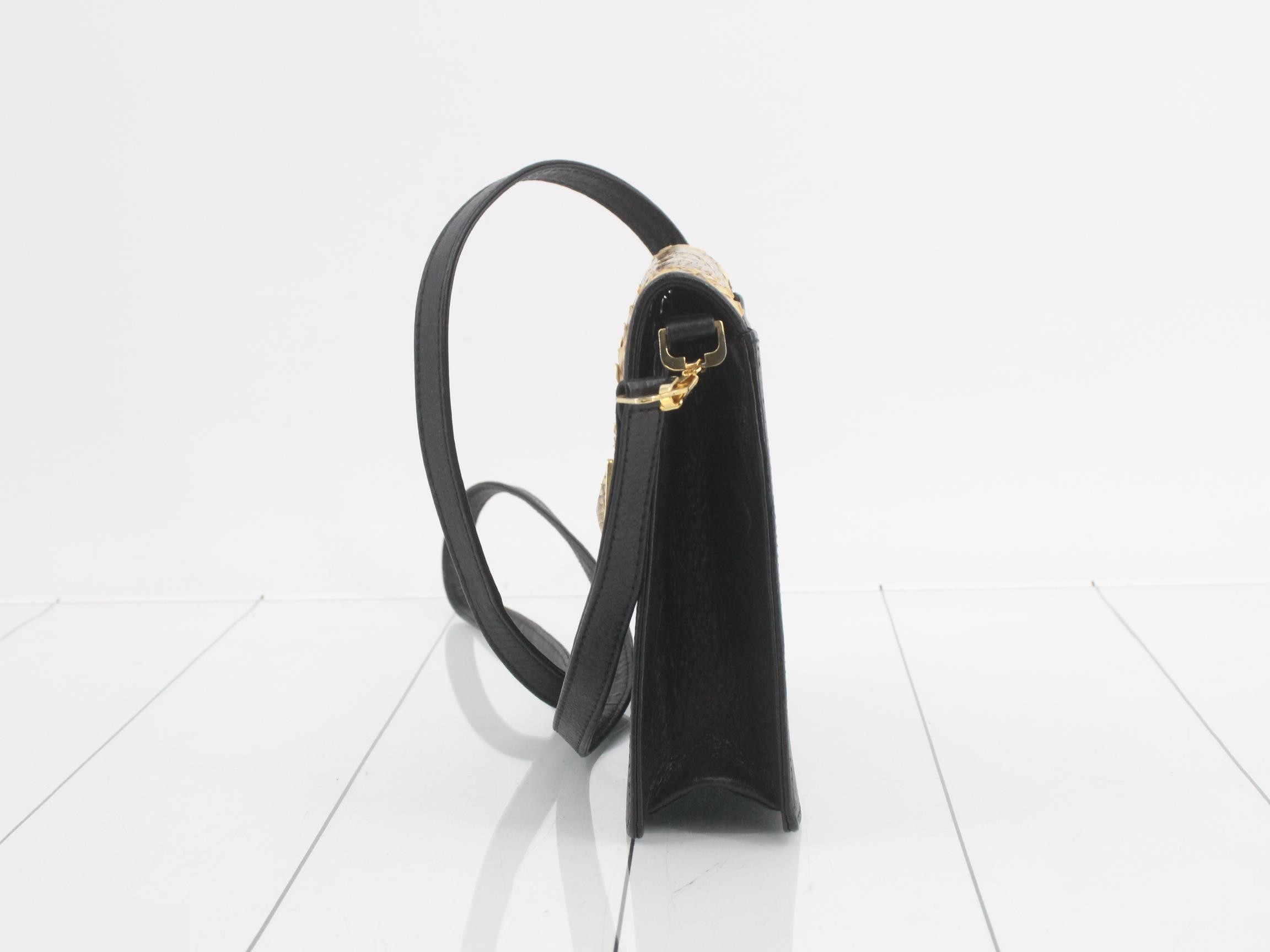 (bag) - Shoulder bag, embossed leather, black — view 3