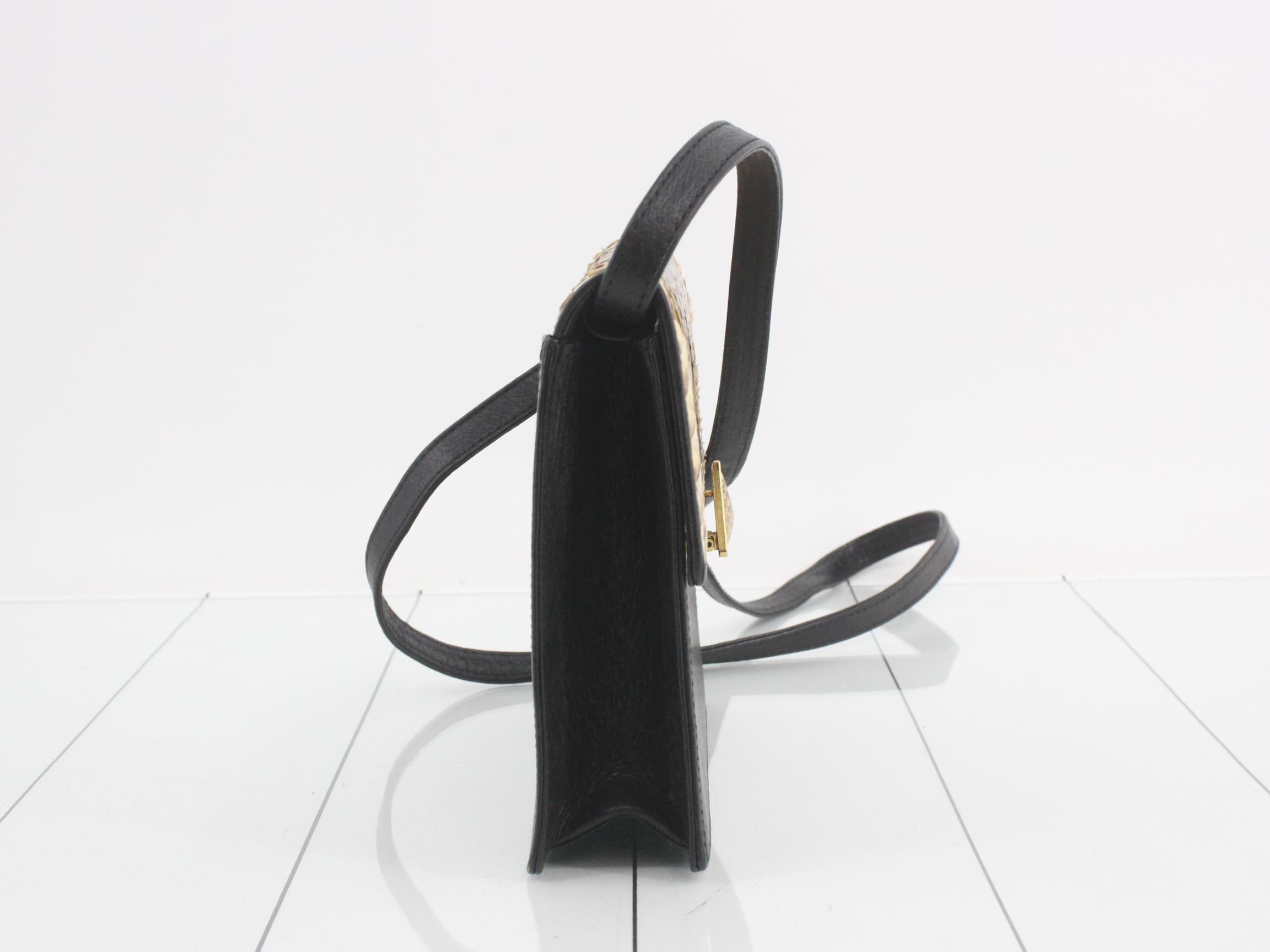 (bag) - Shoulder bag, embossed leather, black — view 4