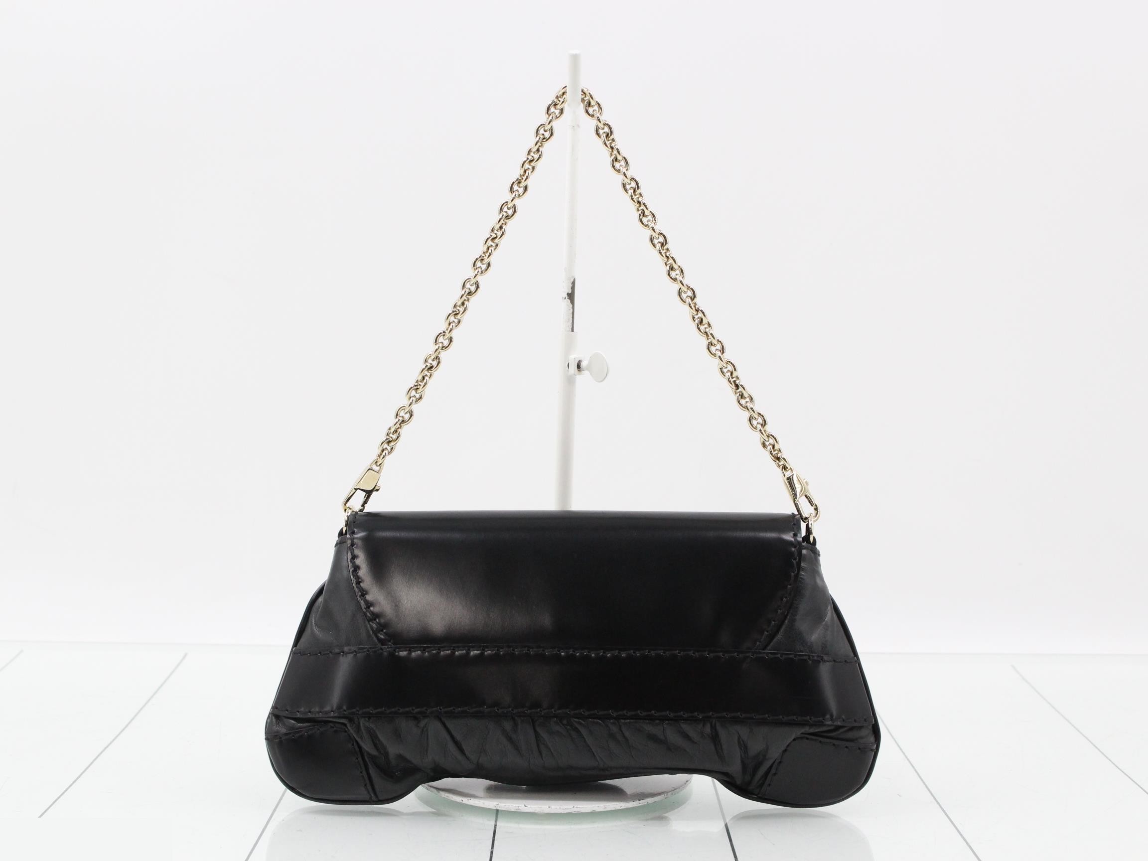 Dust bag, leather chain shoulder bag, black, item number 189886 — view 2