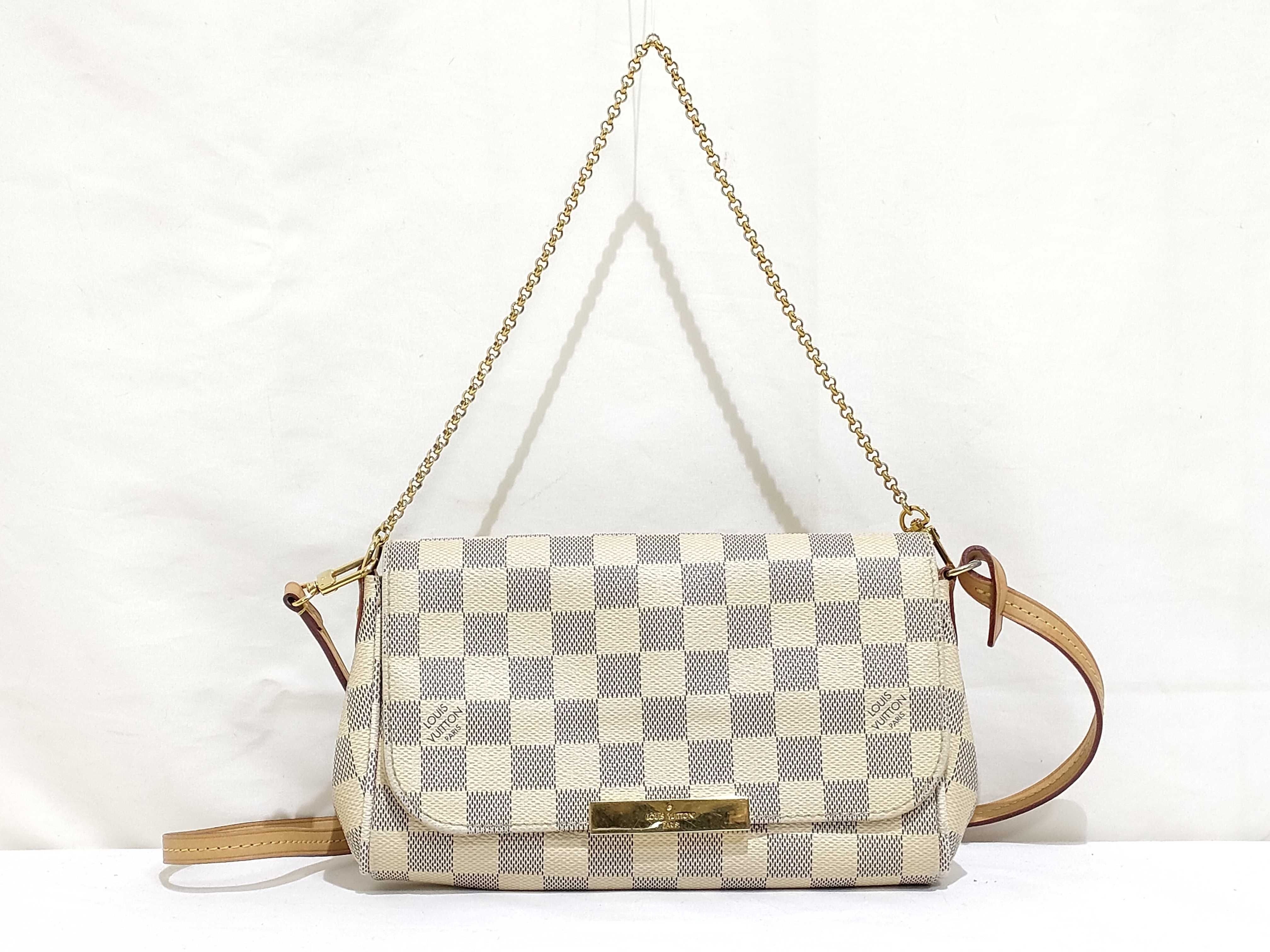 Damier Azur Favorite PM N41277 FL1185 White Shoulder Bag