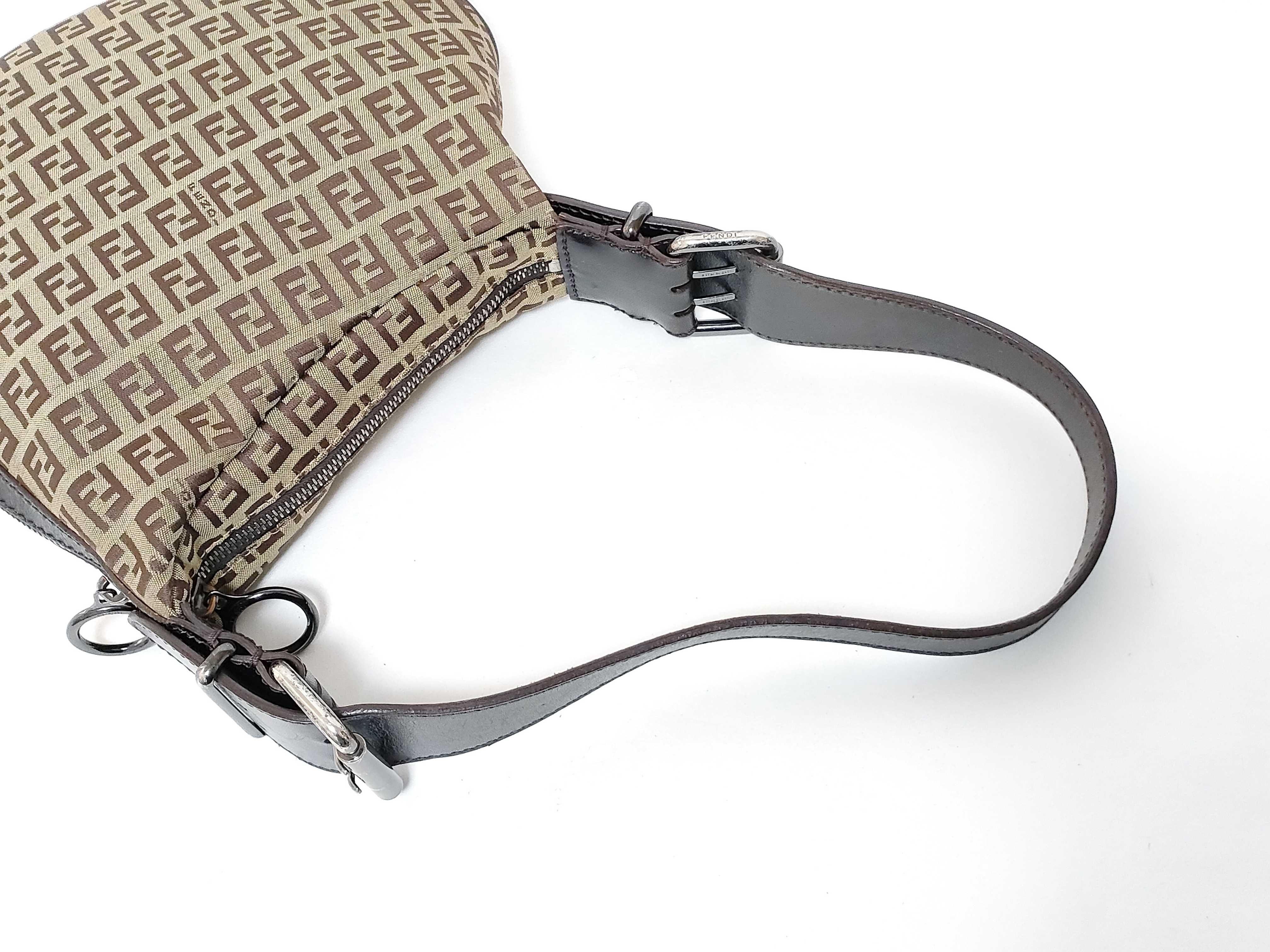 Zucca pattern one-shoulder bag, canvas and leather shoulder bag. — view 3