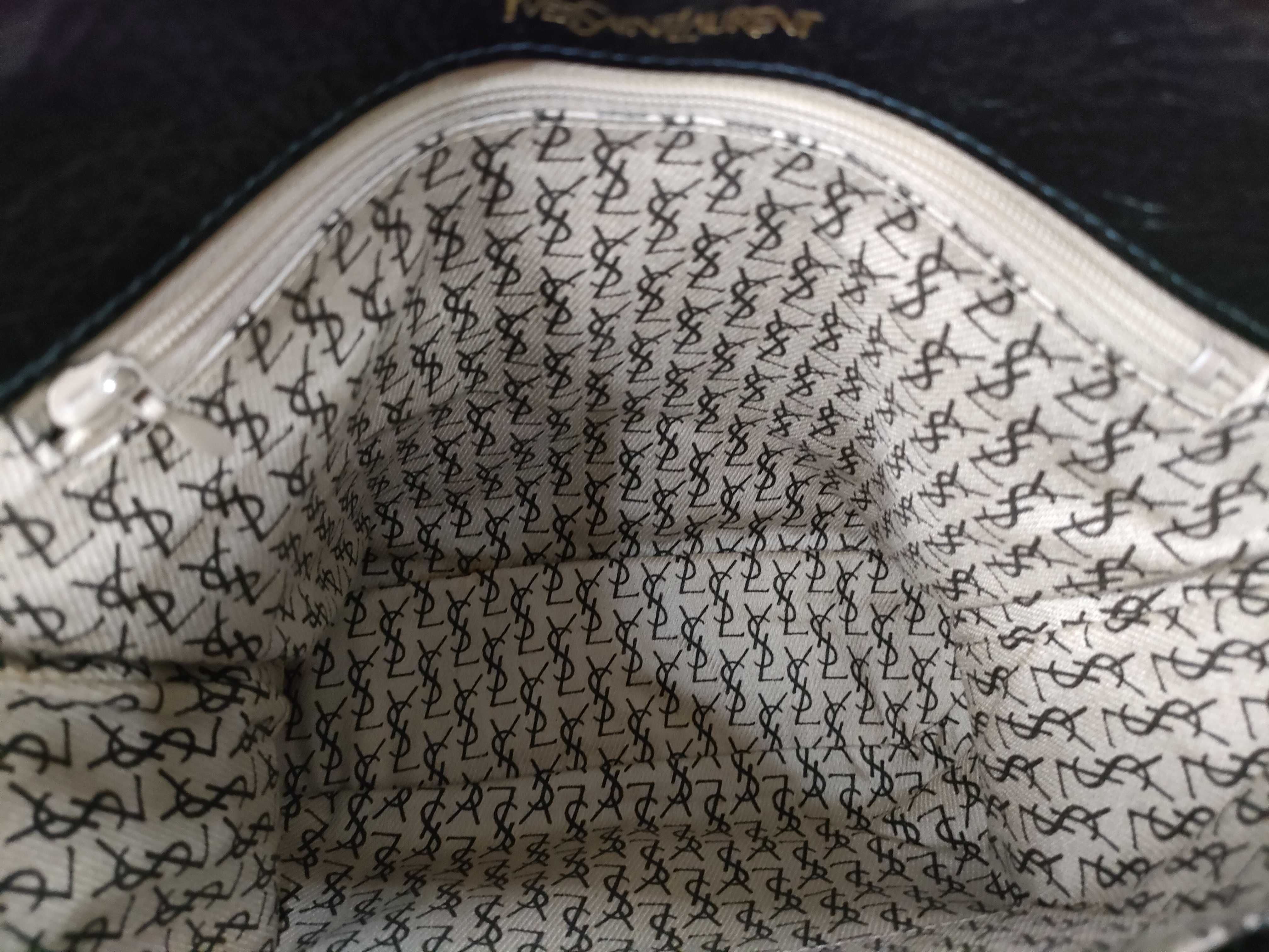 Leather Fringe Shoulder Bag with All-Over Print Interior — view 11