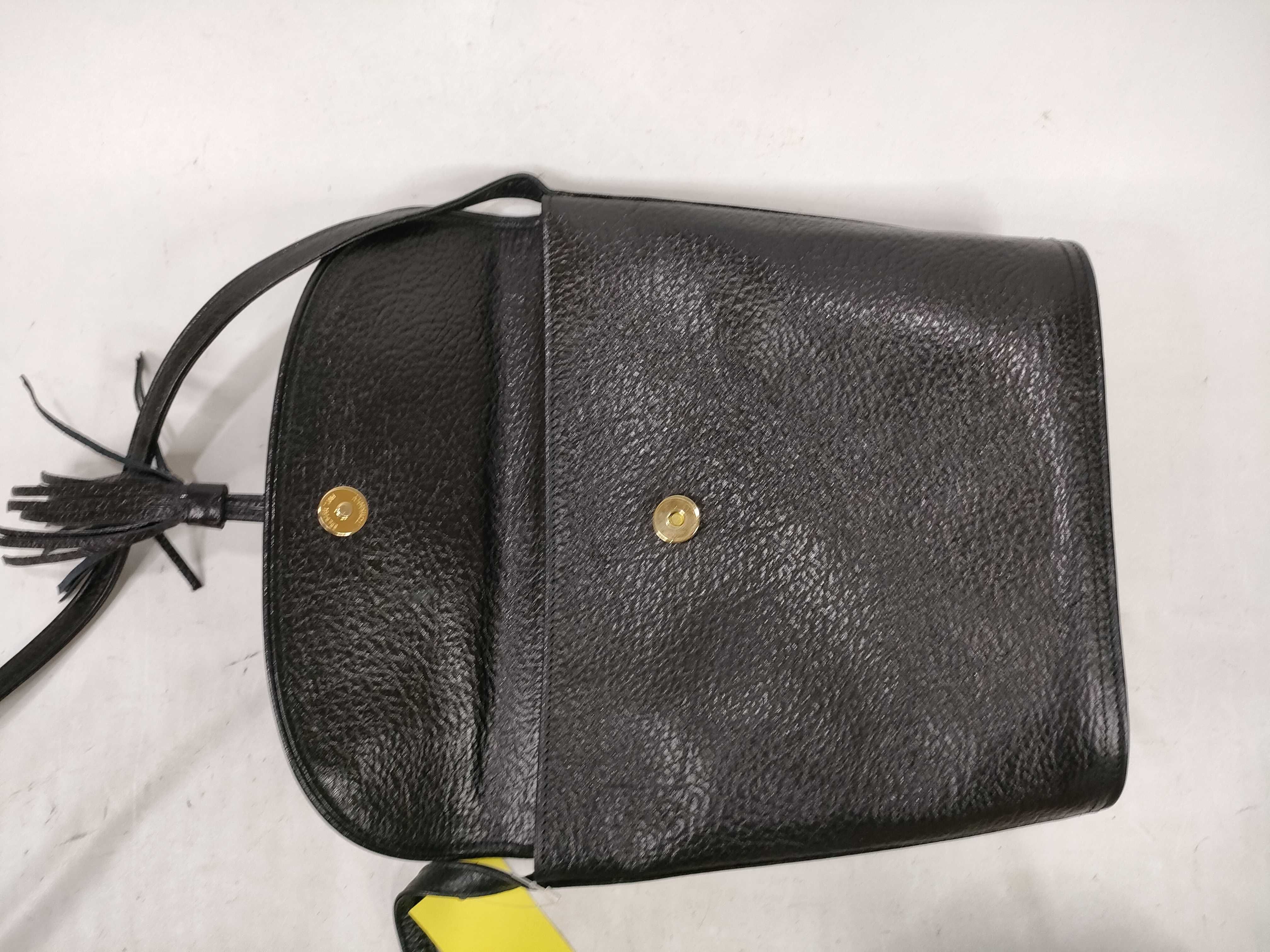 Leather Fringe Shoulder Bag with All-Over Print Interior — view 6
