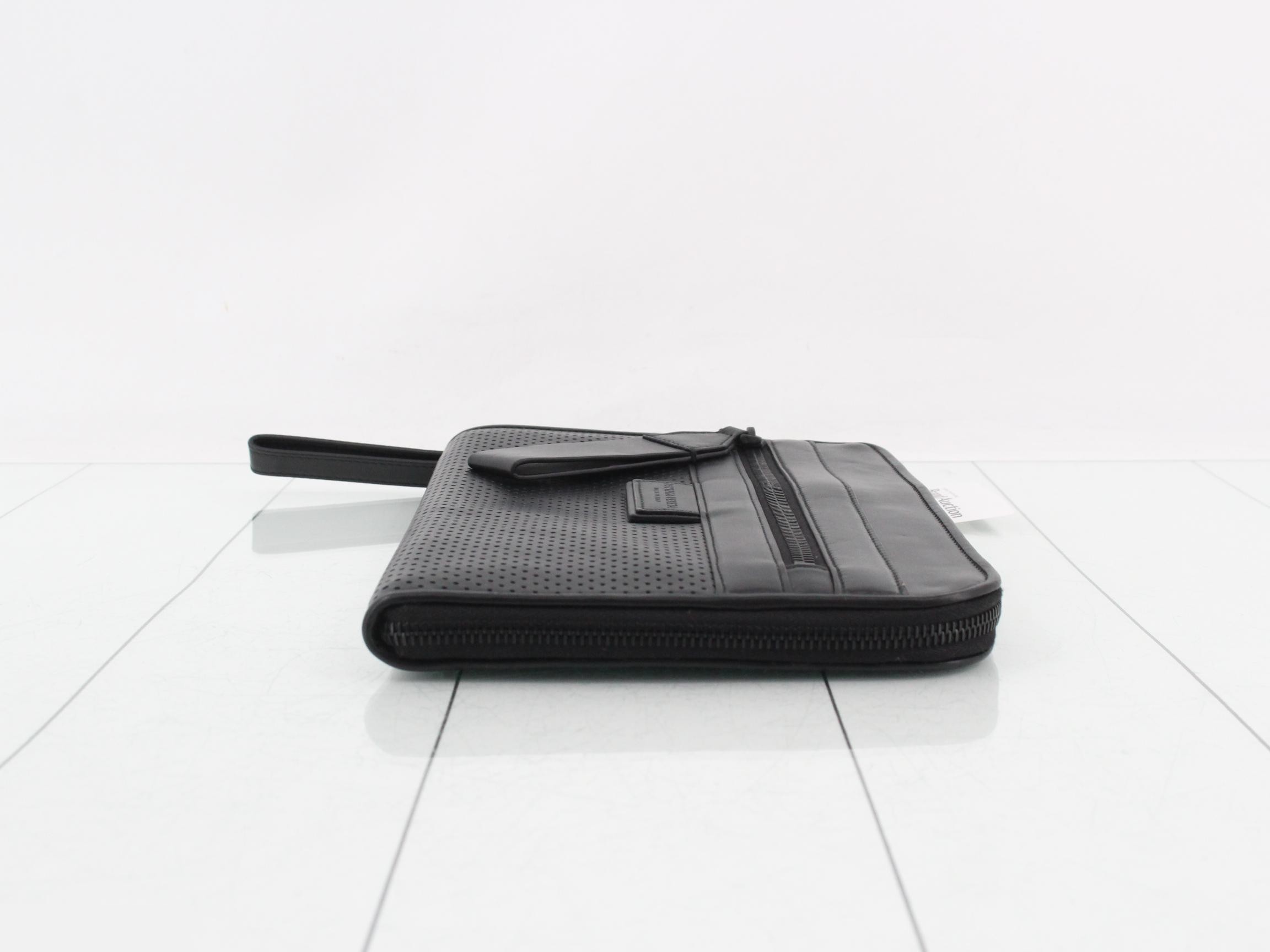 Leggero Clutch Bag, Leather, Black — view 3