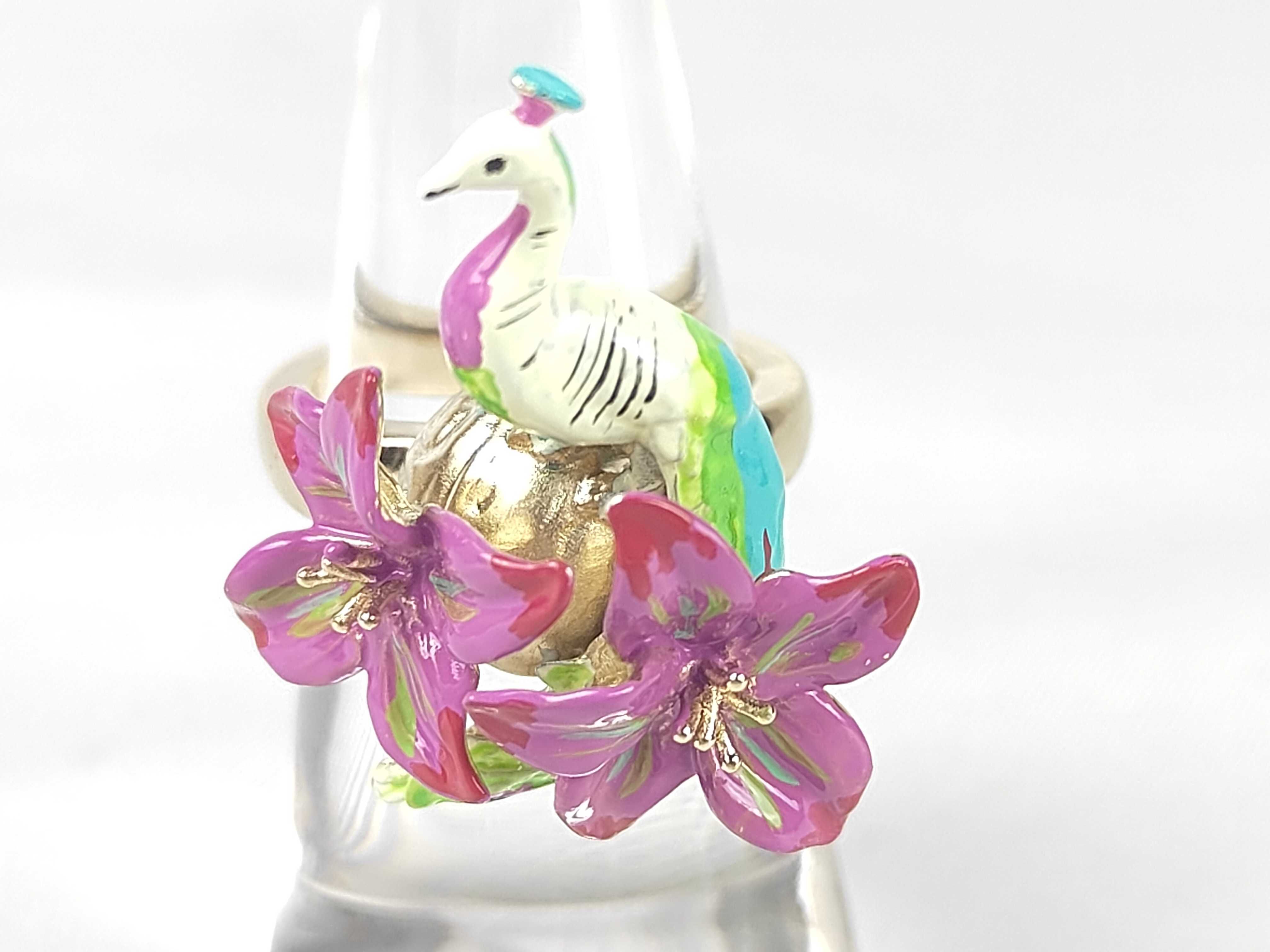 Bird/Flower Motif Ring, Size M — view 2