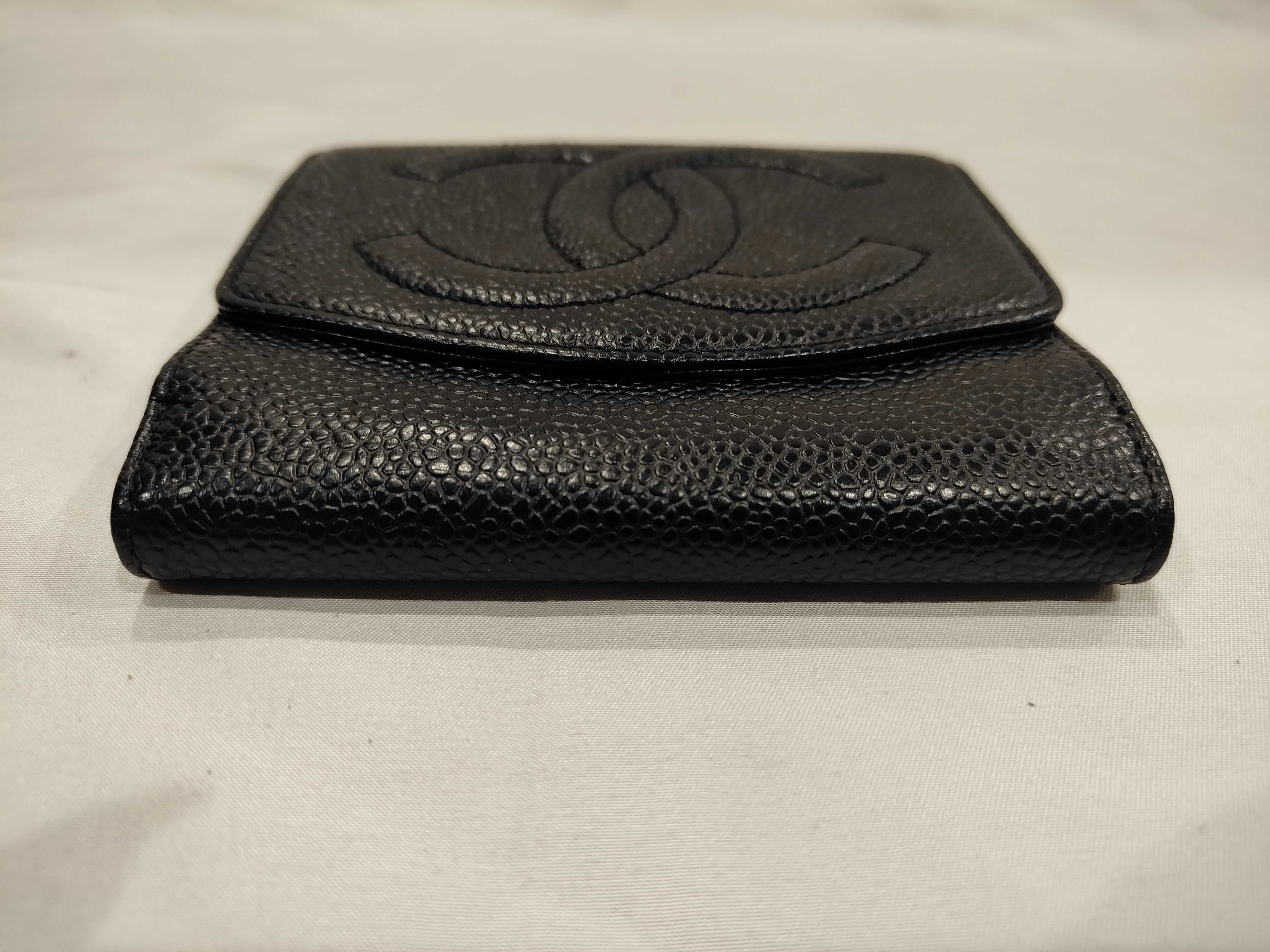 Caviar Skin Coco Double Snap Tri-fold Wallet — view 3