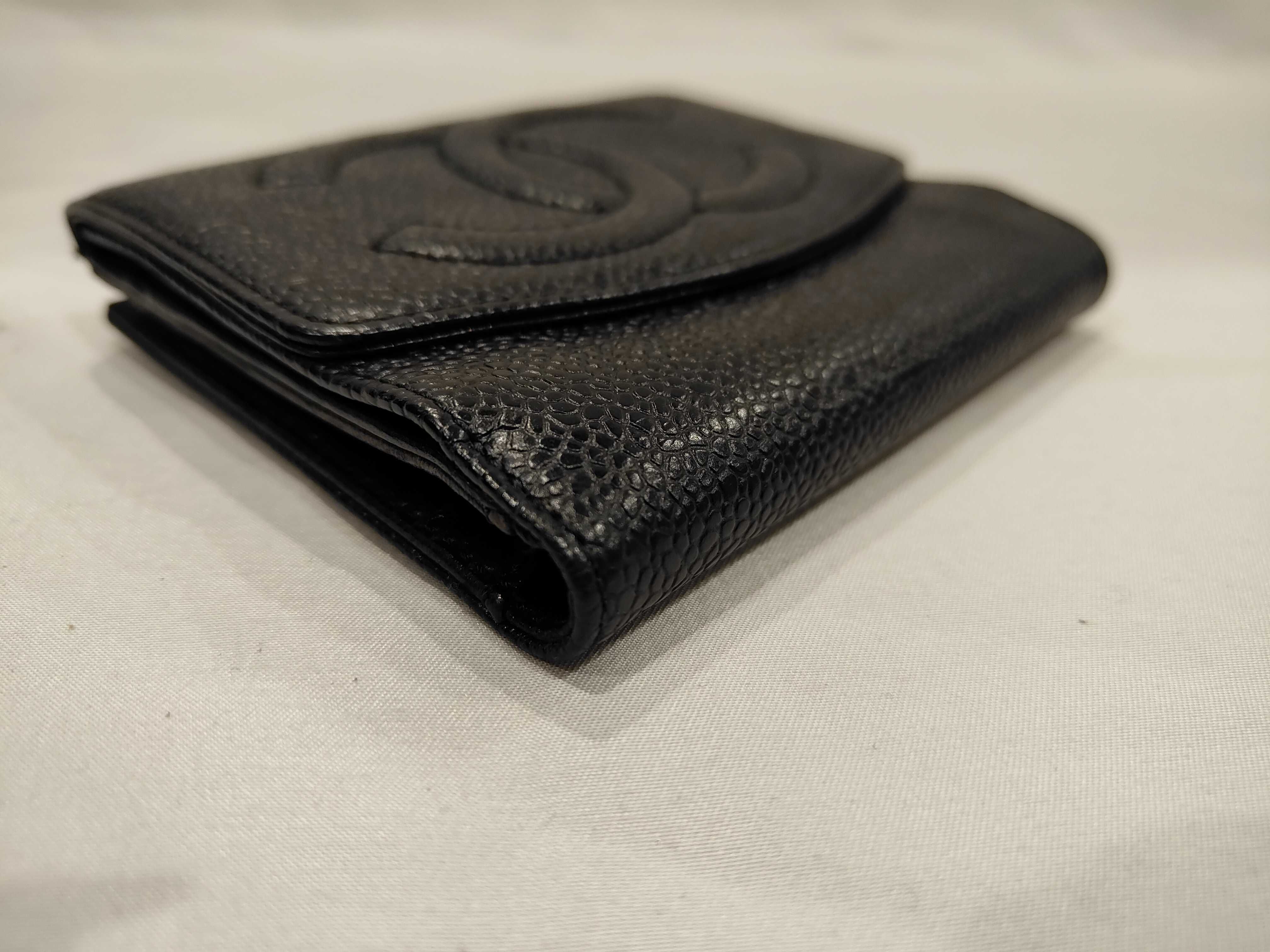 Caviar Skin Coco Double Snap Tri-fold Wallet — view 4