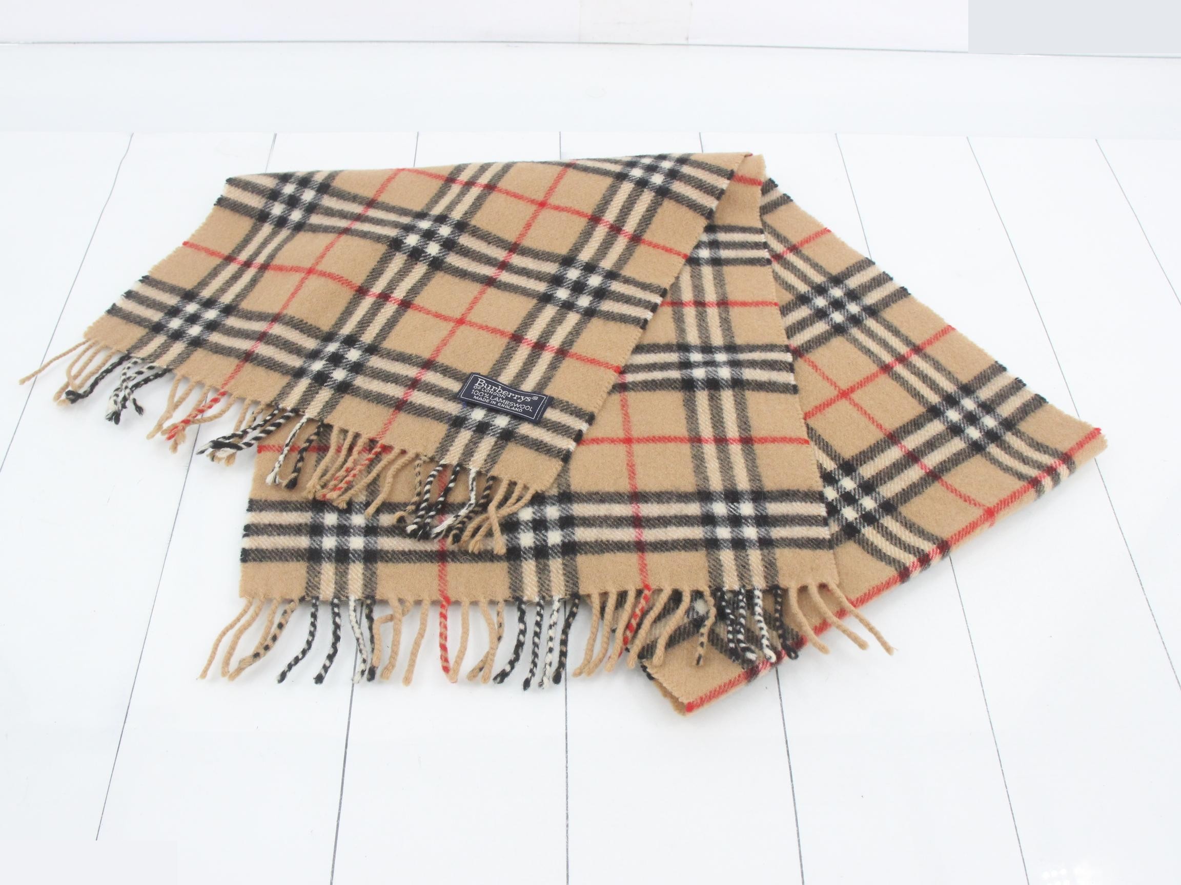 Nova Check Scarf, Beige, 100% Wool — view 2