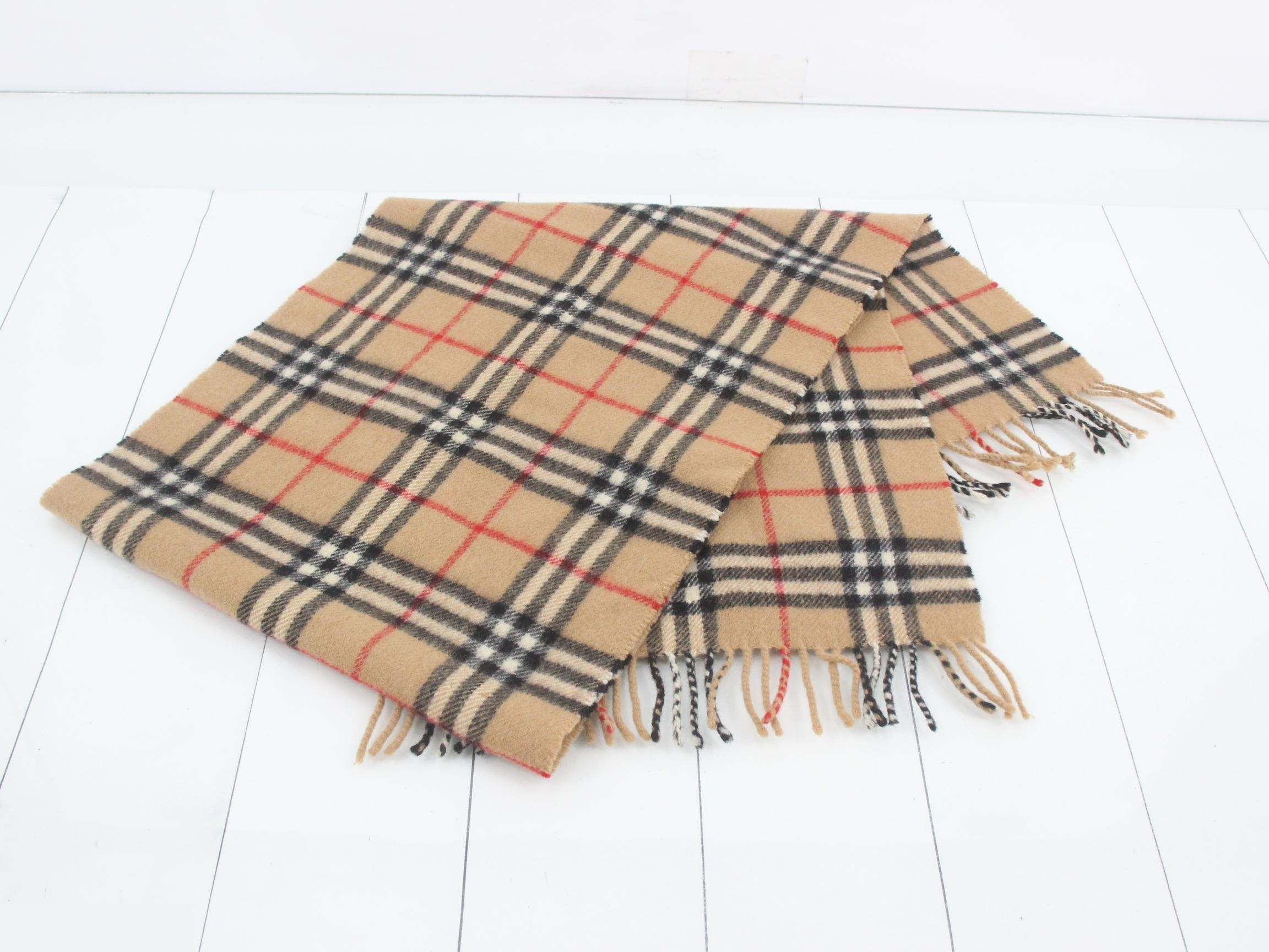 Nova Check Scarf, Beige, 100% Wool — view 3