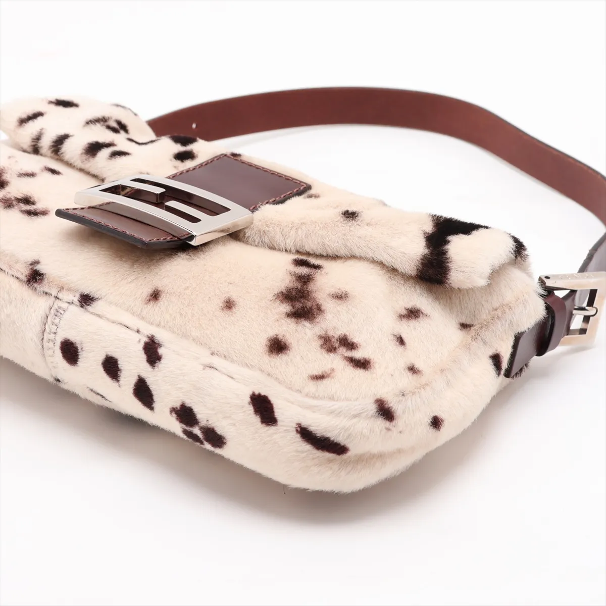 Mamma Bucket Calf Hair x Leather Shoulder Bag, Beige x Brown, 26424 — view 3