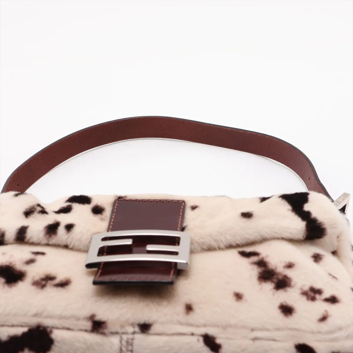 Mamma Bucket Calf Hair x Leather Shoulder Bag, Beige x Brown, 26424 — view 6
