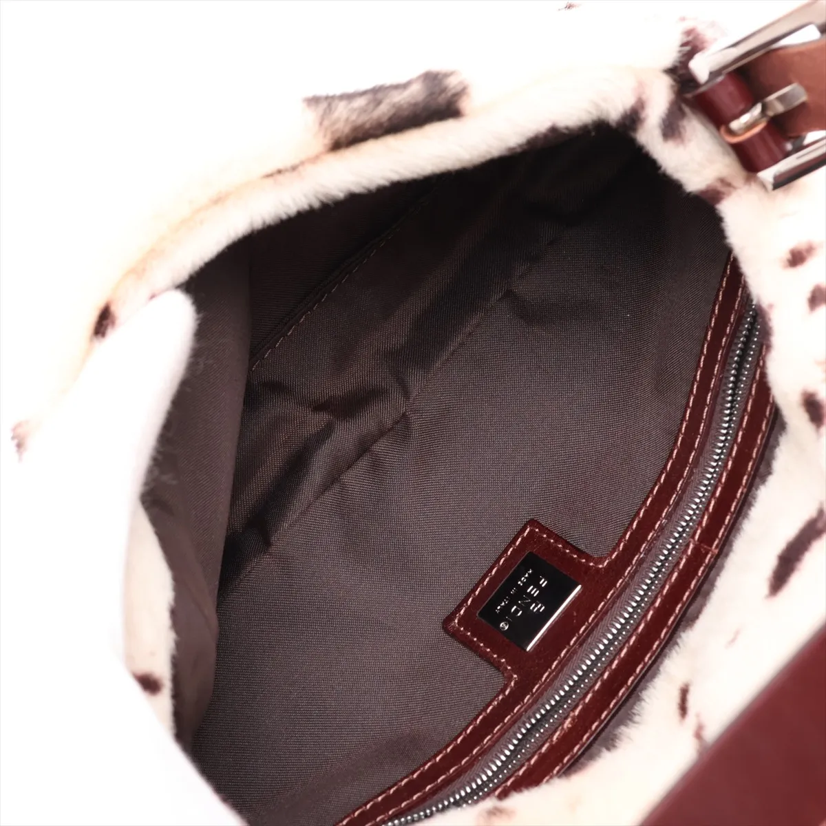 Mamma Bucket Calf Hair x Leather Shoulder Bag, Beige x Brown, 26424 — view 7