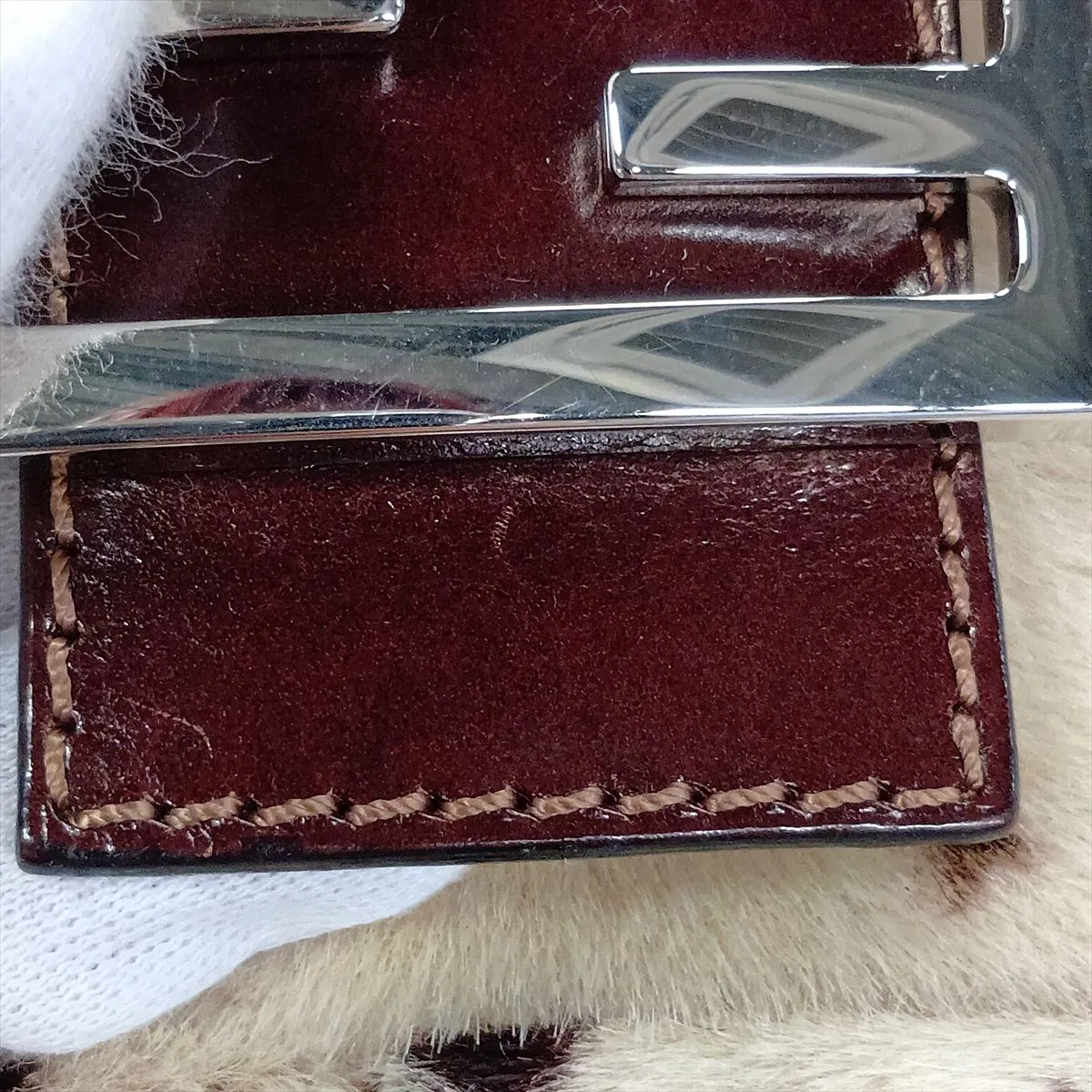 Mamma Bucket Calf Hair x Leather Shoulder Bag, Beige x Brown, 26424 — view 10