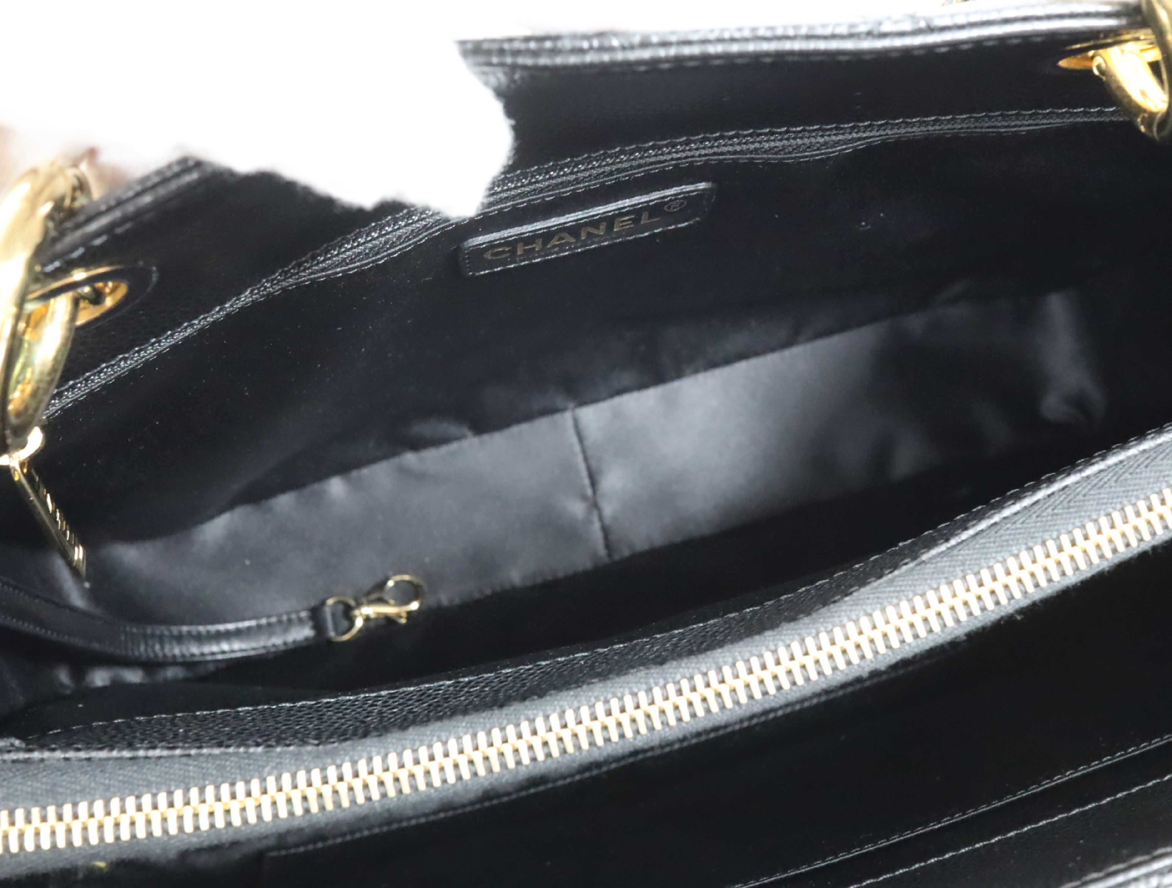 GST Caviar Skin Chain Tote Bag, Black, Serial Number 19, Gold Hardware, A50995 Tote Bag — view 15