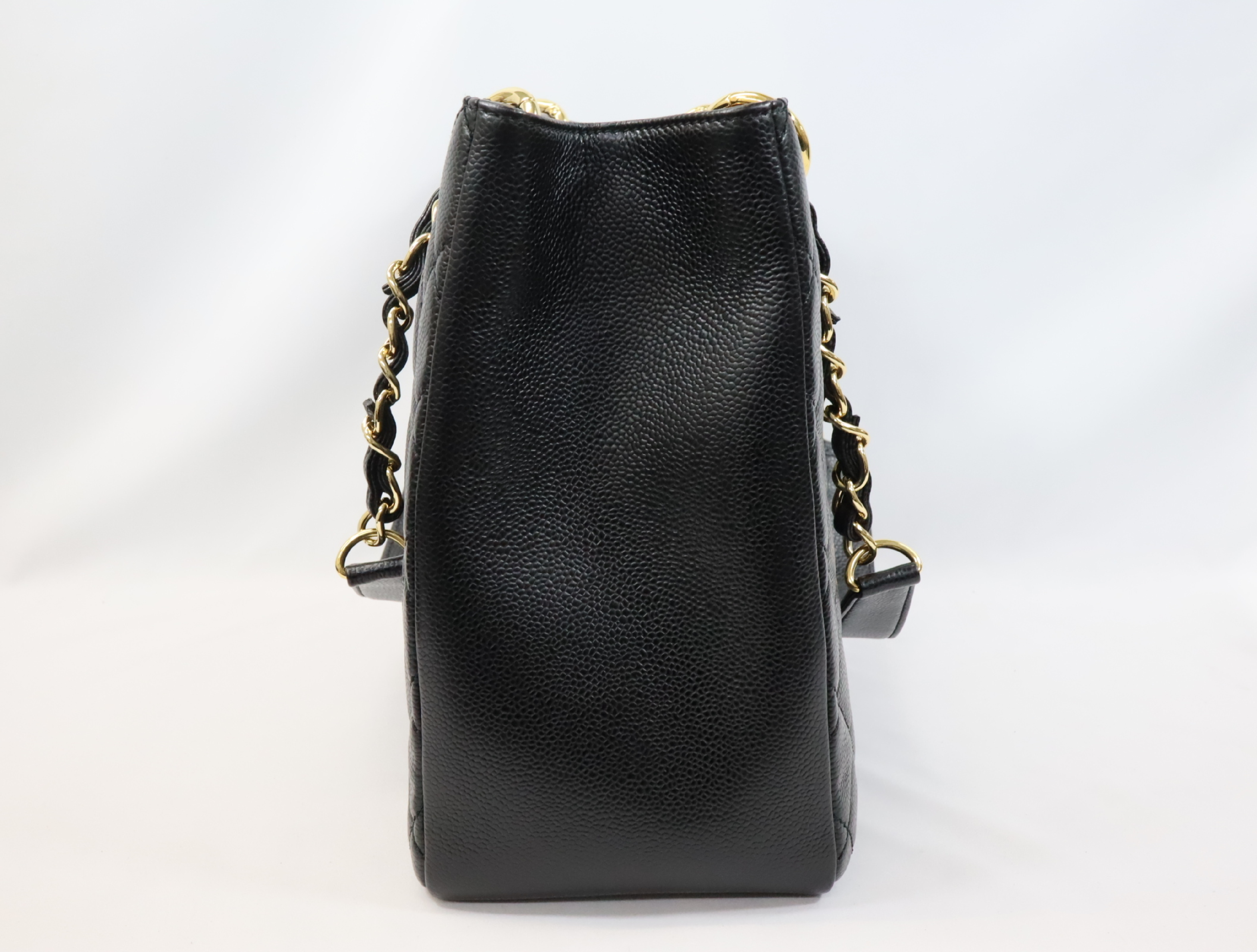 GST Caviar Skin Chain Tote Bag, Black, Serial Number 19, Gold Hardware, A50995 Tote Bag — view 3