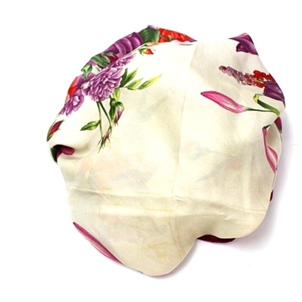 scarf, floral pattern, wine red x white — view 5