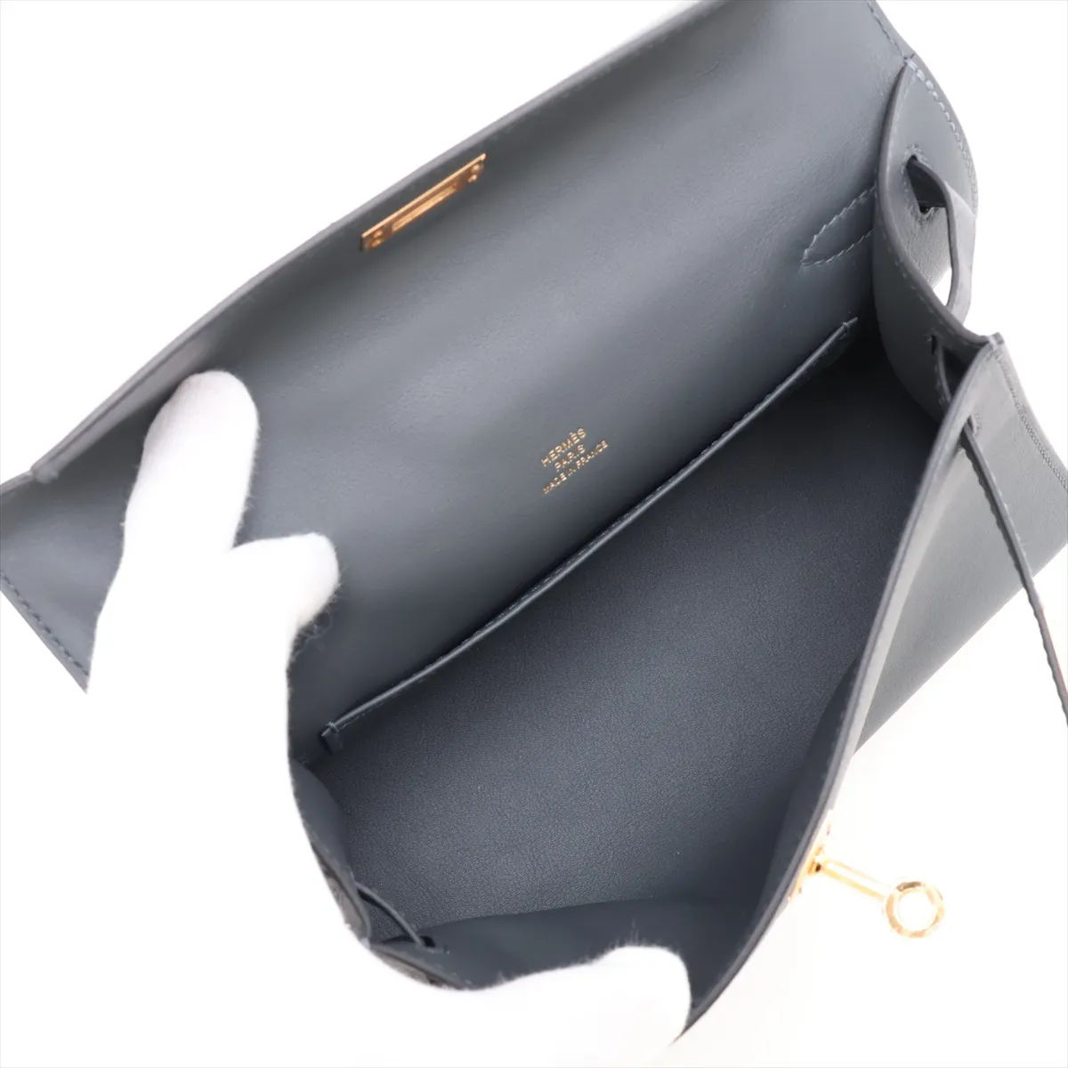 [Individually packaged] Hermes Pochette Kelly, Veau Swift, Gris Misty, Gold Hardware, K: 2025 — view 7