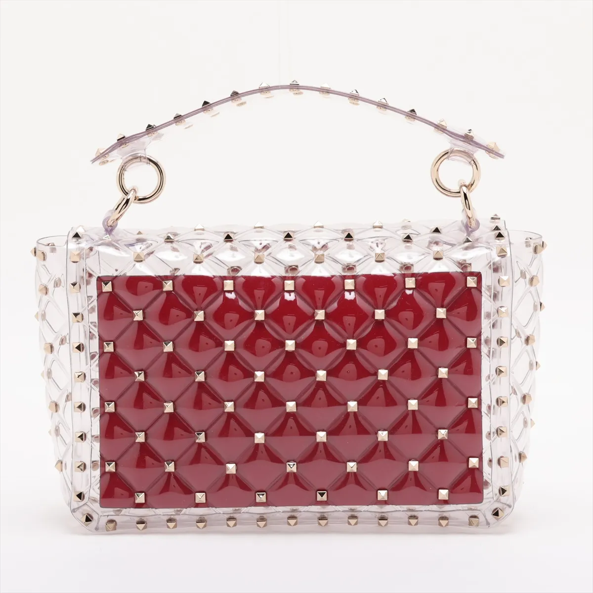 Rockstud Vinyl 2-Way Handbag, Clear — view 2