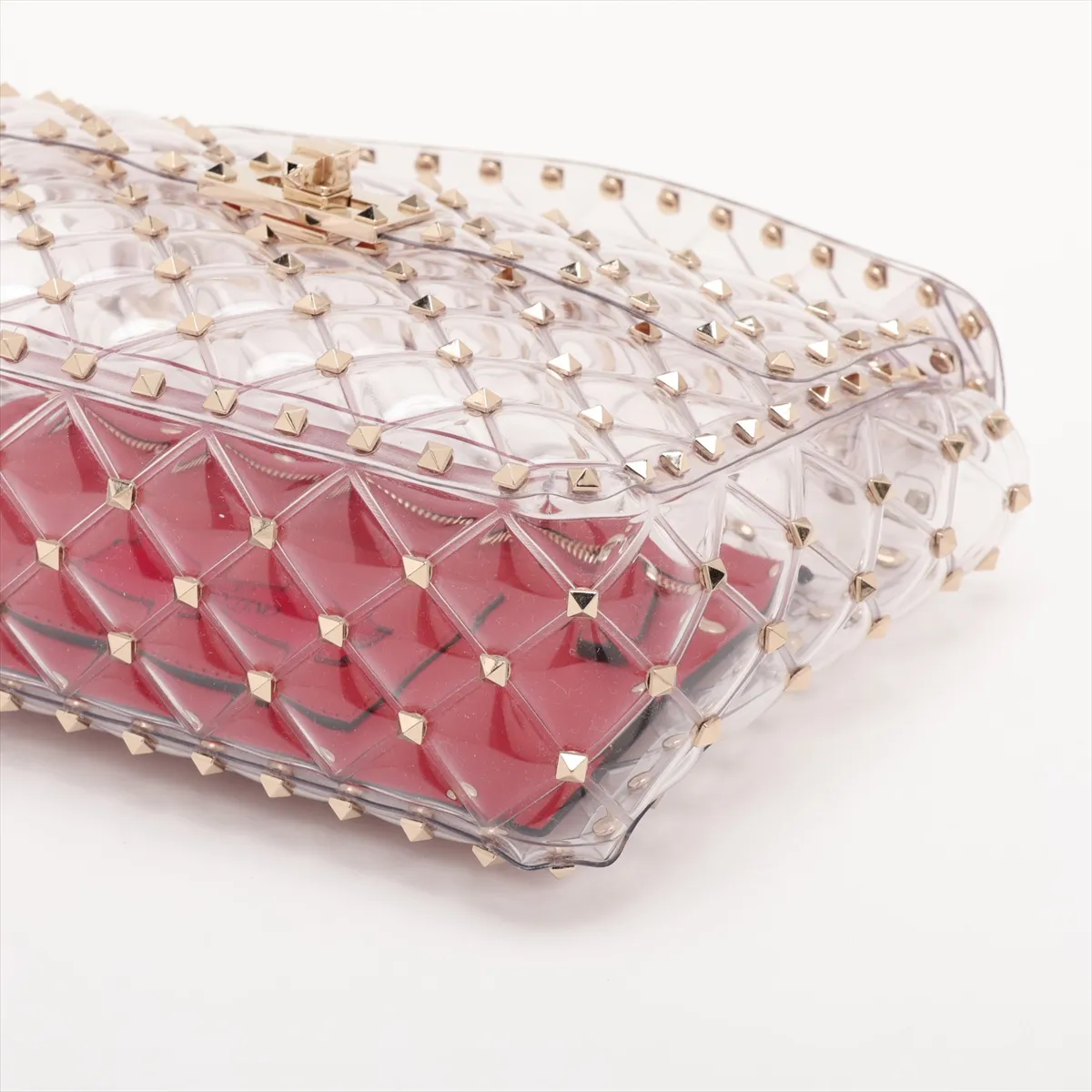 Rockstud Vinyl 2-Way Handbag, Clear — view 3