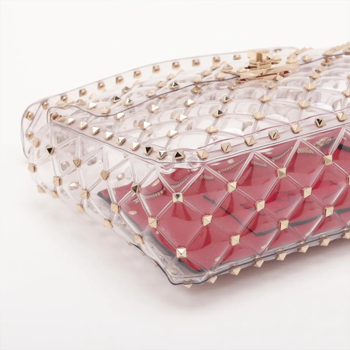 Rockstud Vinyl 2-Way Handbag, Clear — view 4