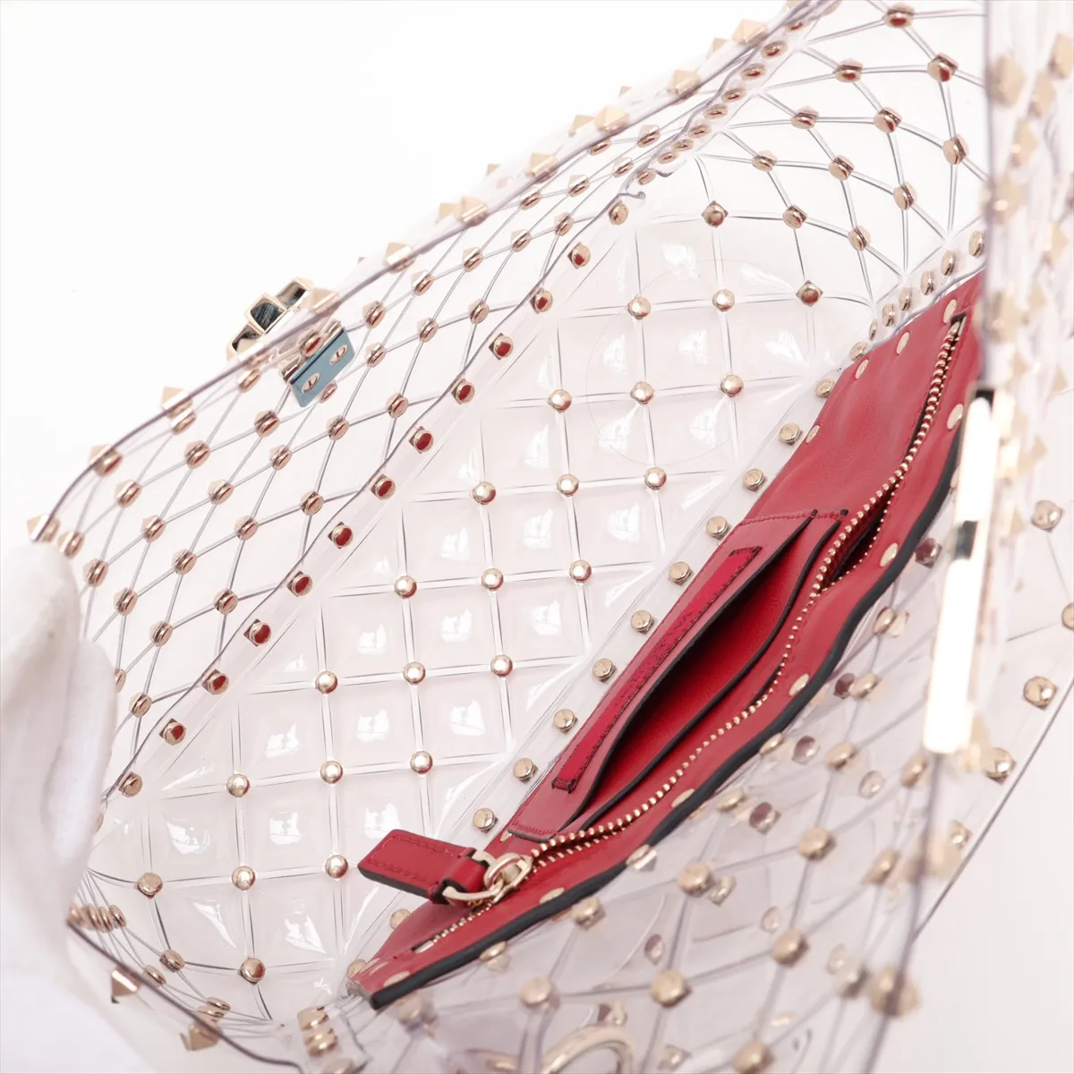 Rockstud Vinyl 2-Way Handbag, Clear — view 8