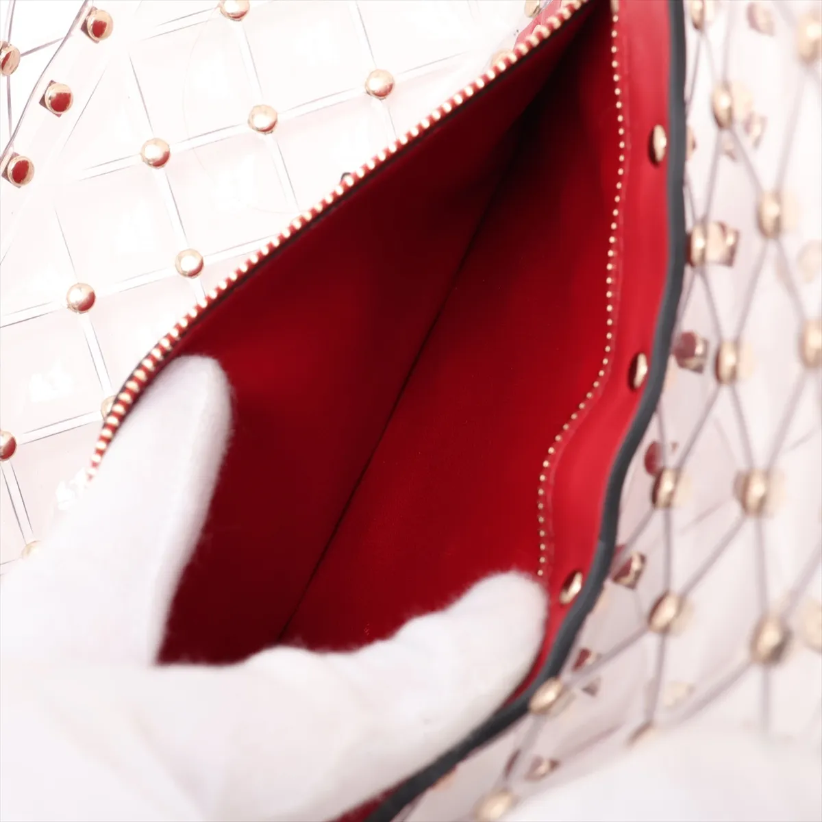 Rockstud Vinyl 2-Way Handbag, Clear — view 9