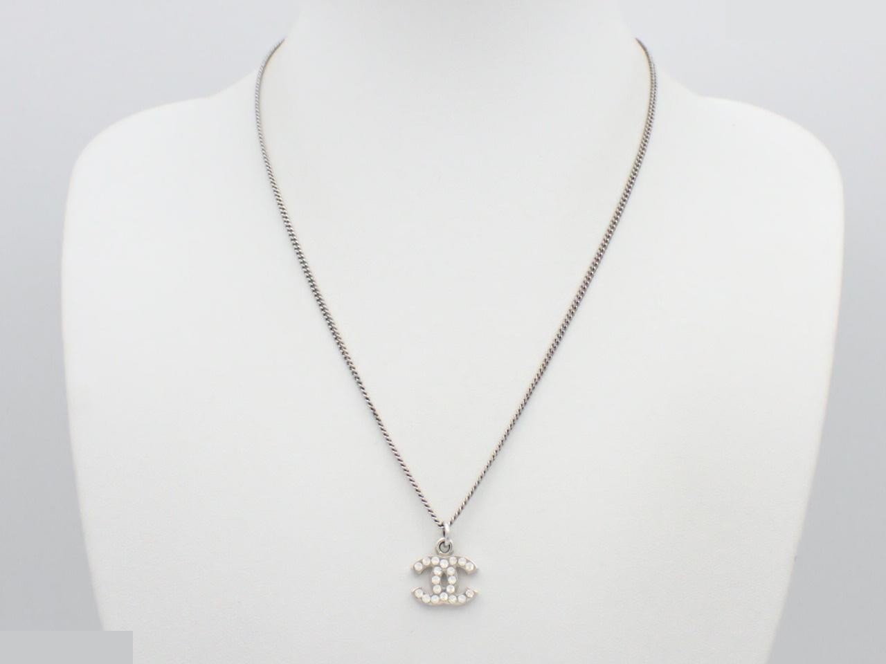Coco Mark Silver Rhinestone Metal Necklace 07V, Neck circumference approx. 44cm — view 3