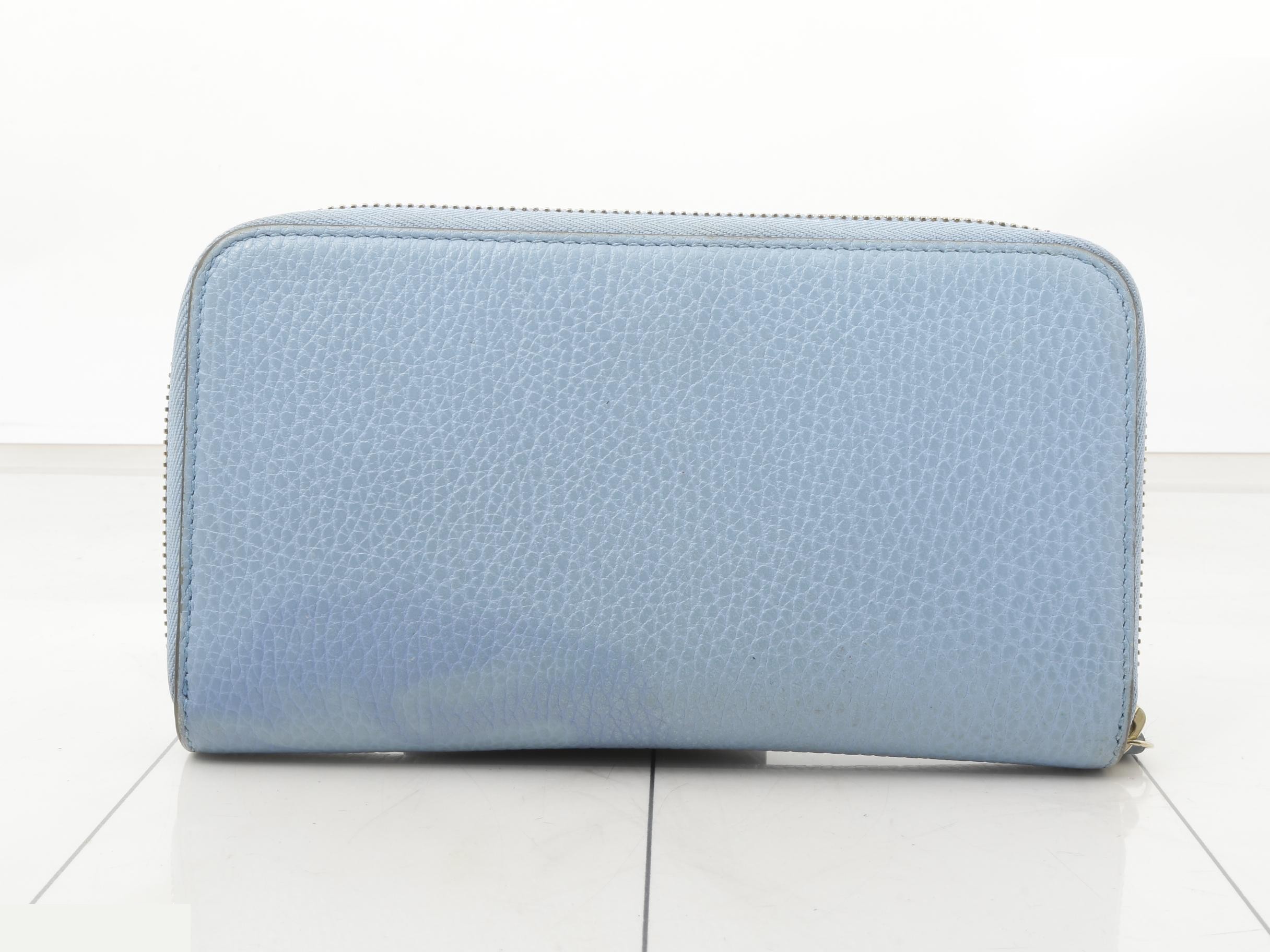 Interlocking Long Wallet, Light Blue, 449347, 525040 — view 2