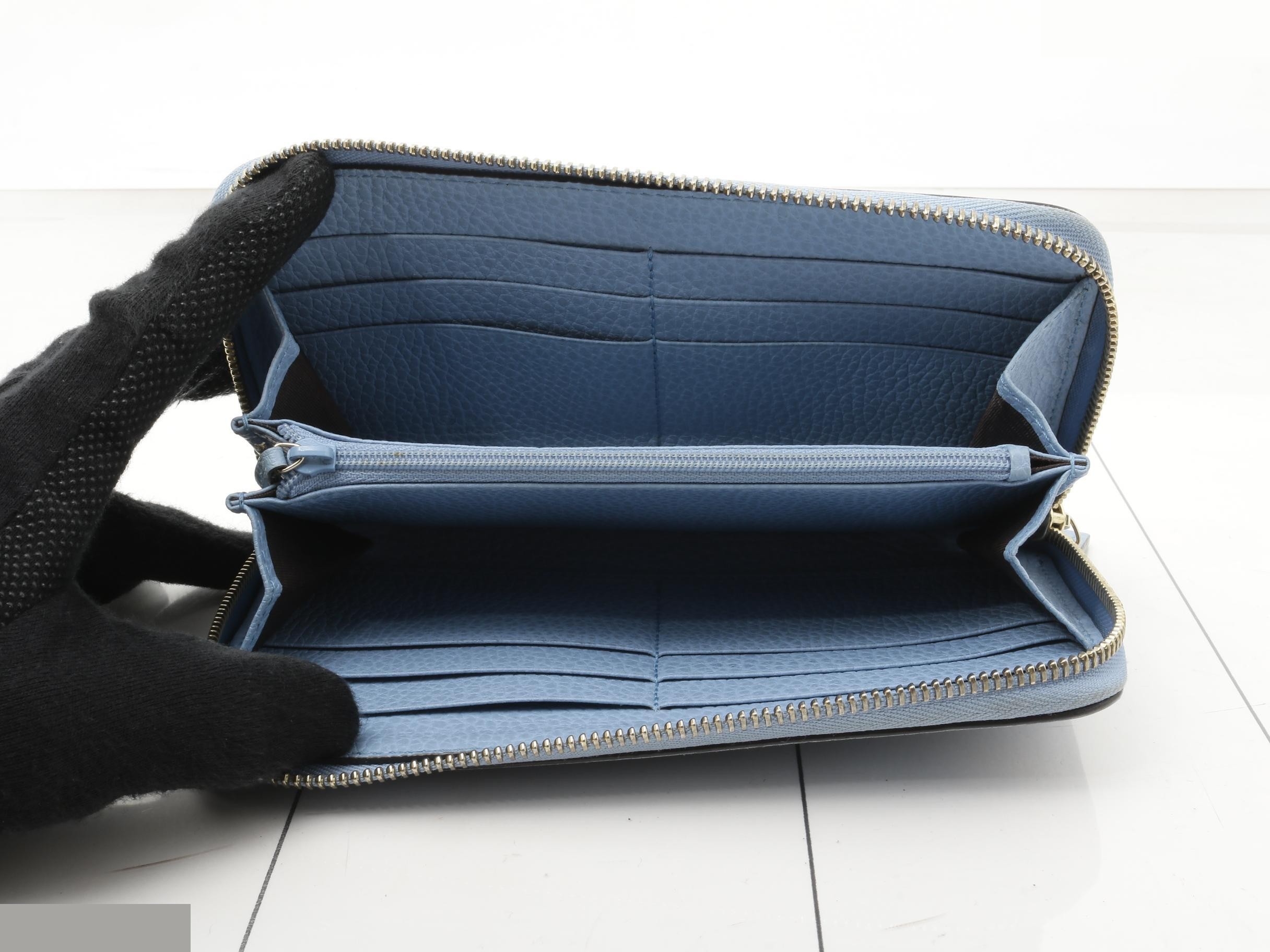 Interlocking Long Wallet, Light Blue, 449347, 525040 — view 4