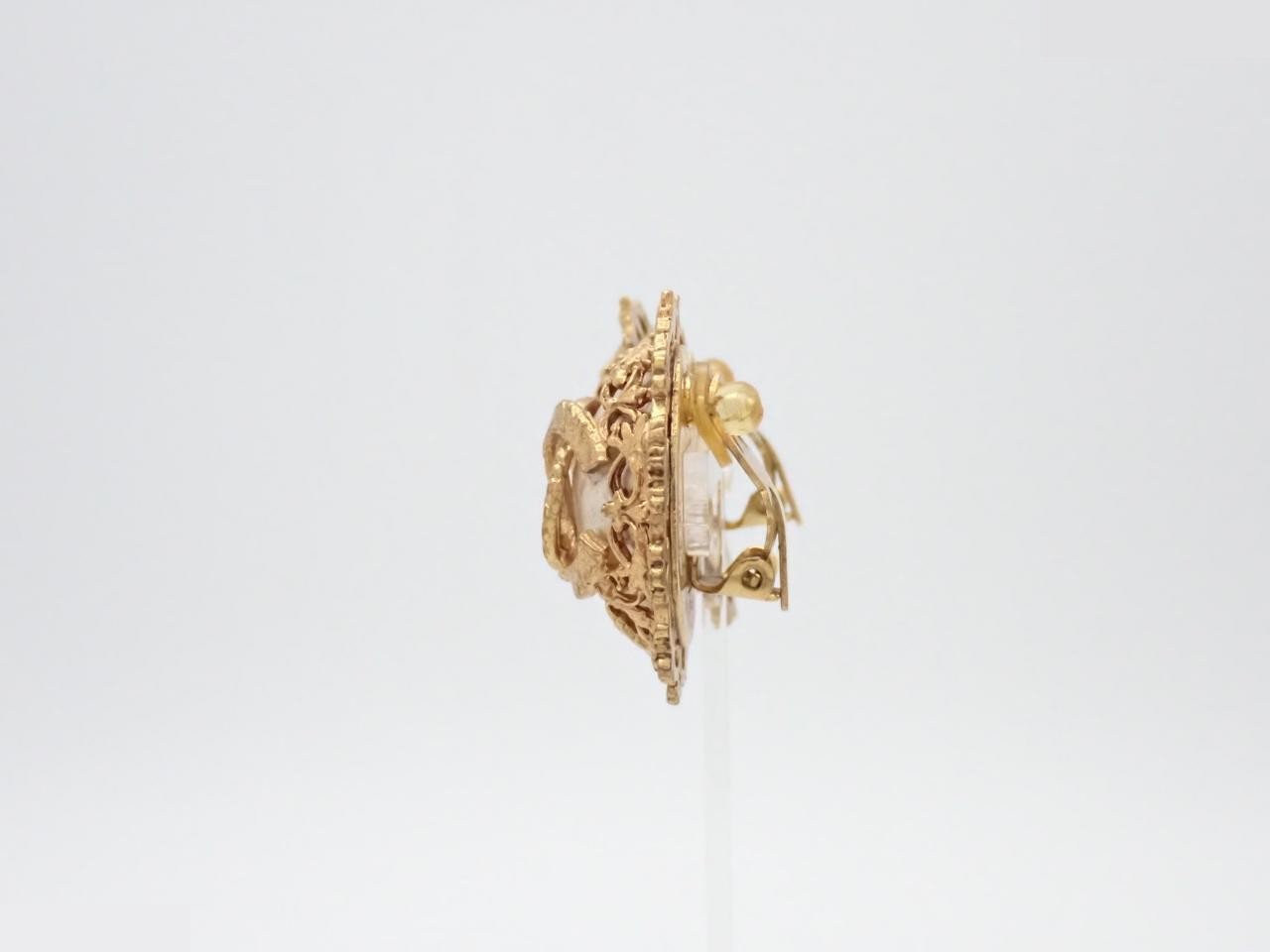 Coco Mark Pearl Earrings, Gold — view 3