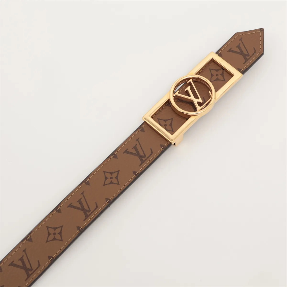 M0203 Ceinture Dauphine 25mm Reversible Belt JJ4119, size 90, PVC x Leather, Black x Brown. Features: — view 2