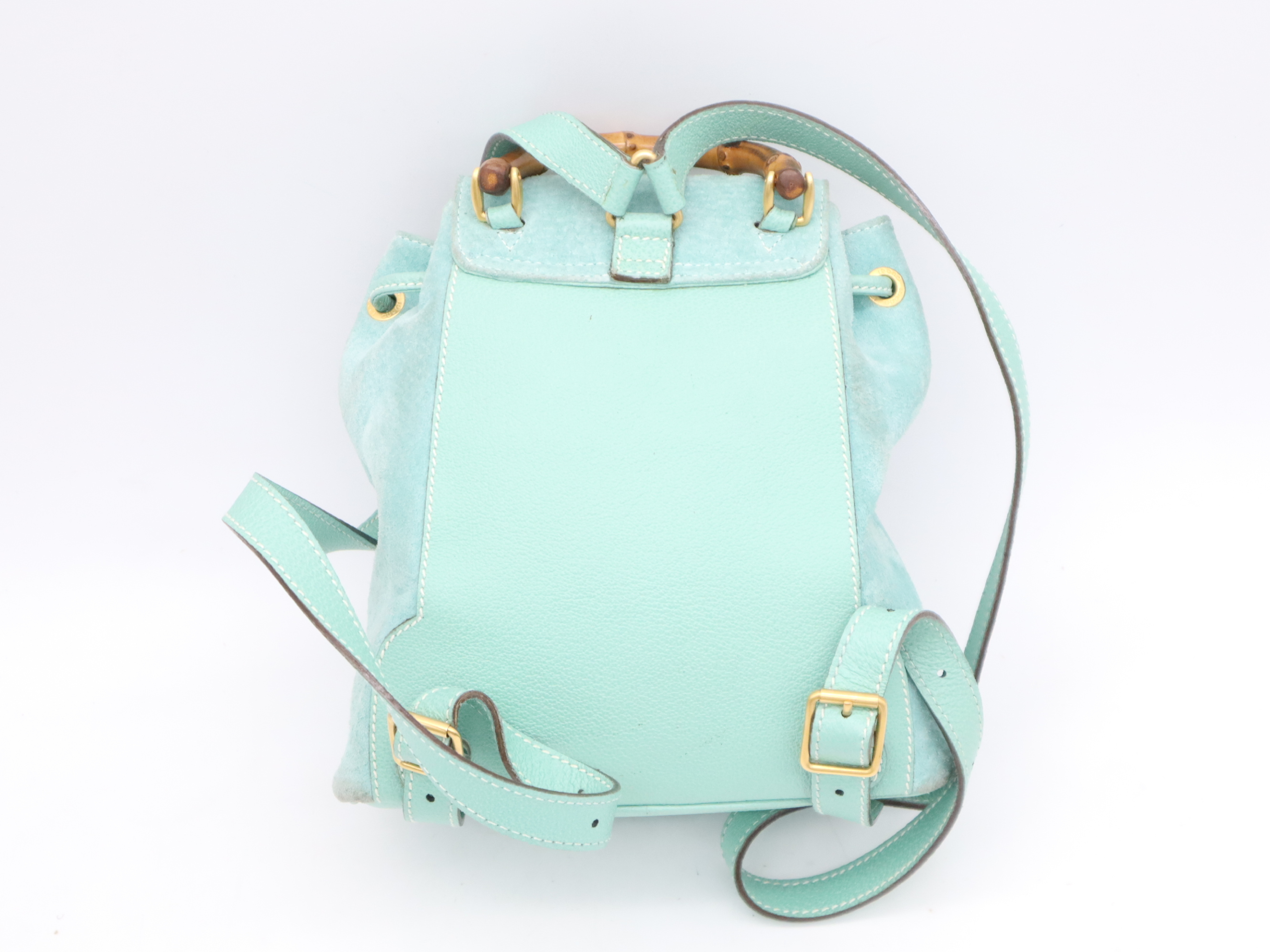 003・1998・0030 Suede Bamboo Backpack, Mint Green, with Dust Bag. — view 2